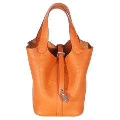 Hermès Orange H Clemence Picotin Lock 18 PHW