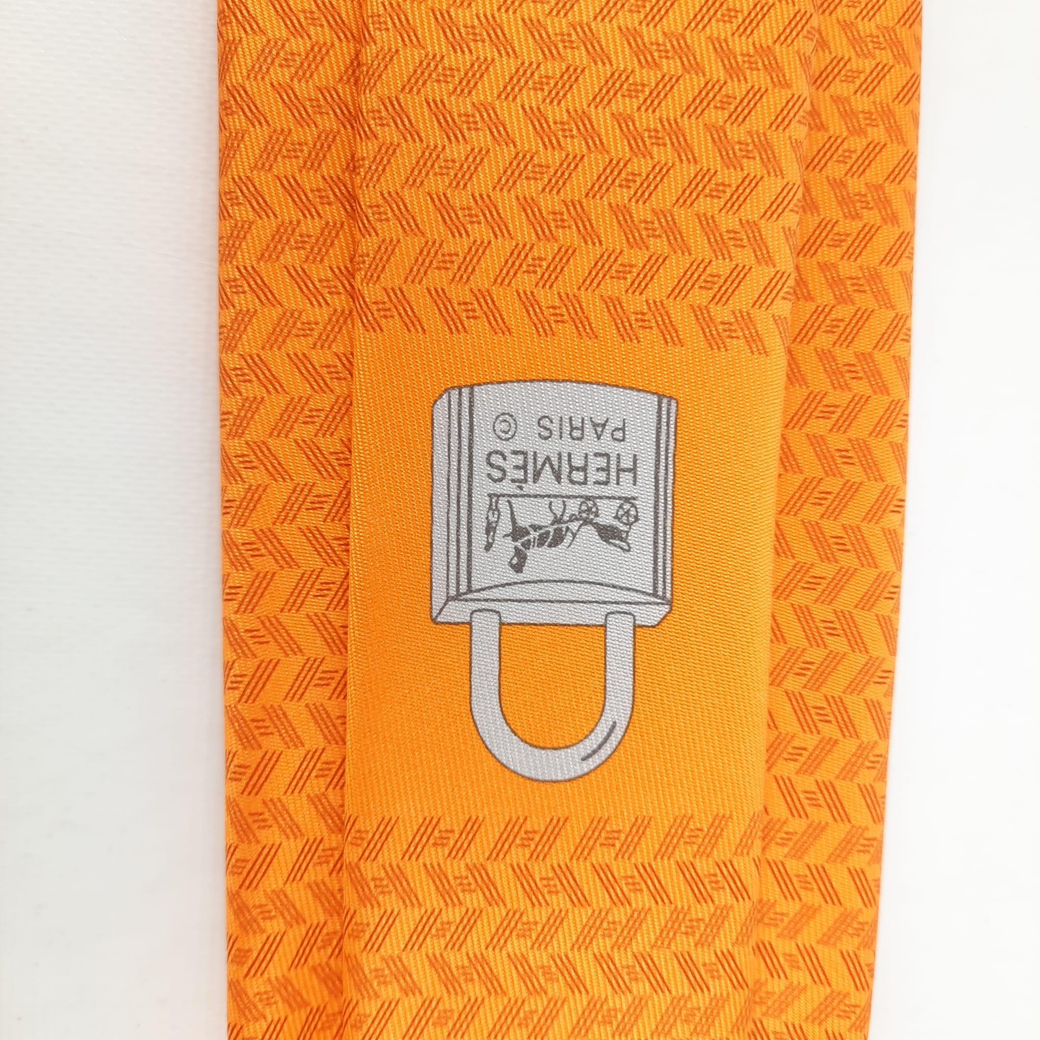 Hermes Orange H Oblique tie 1