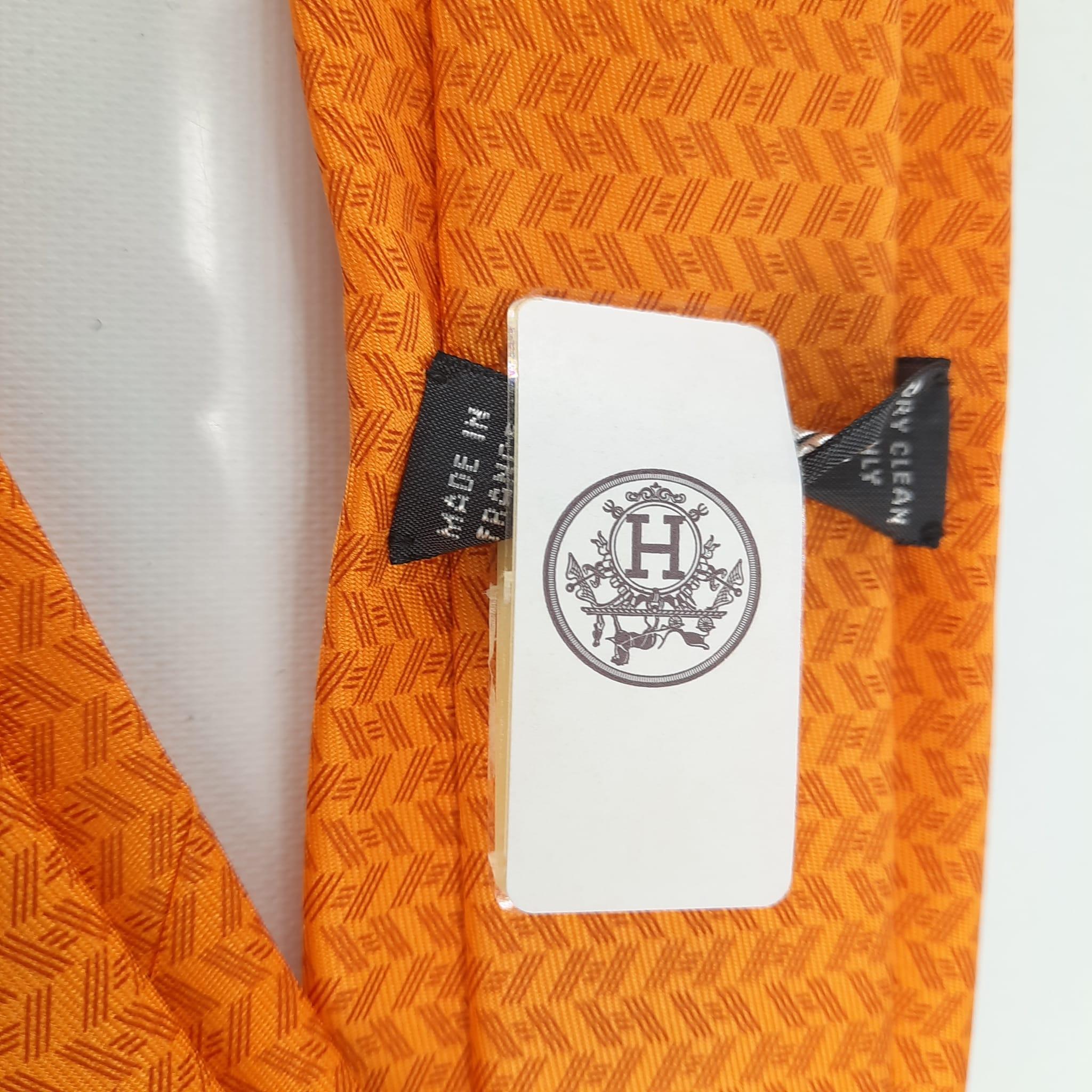 Hermes Orange H Oblique tie 2