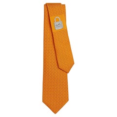 Hermes Orange H Oblique tie