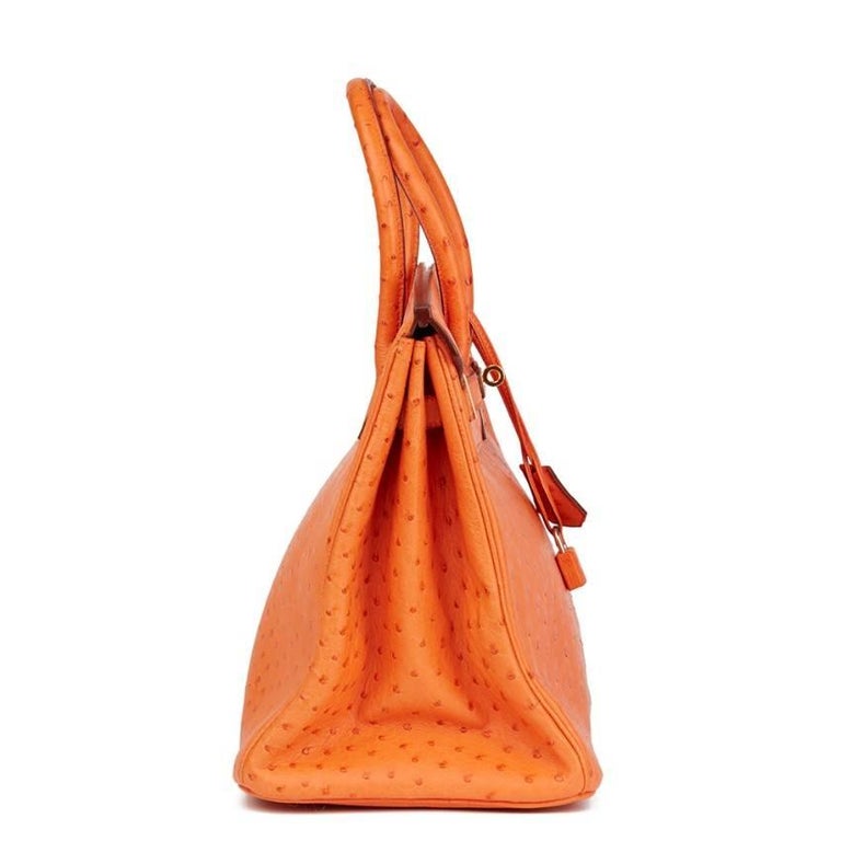 Hermes Orange H Ostrich 35cm Birkin Bag For Sale at 1stdibs