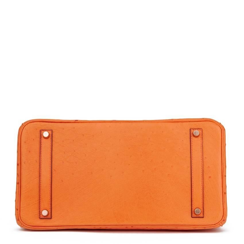 Women's Hermes Orange H Ostrich 35cm Birkin Bag For Sale