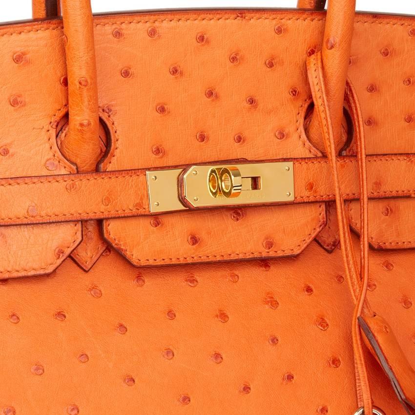 Hermes Orange H Ostrich 35cm Birkin Bag For Sale 1