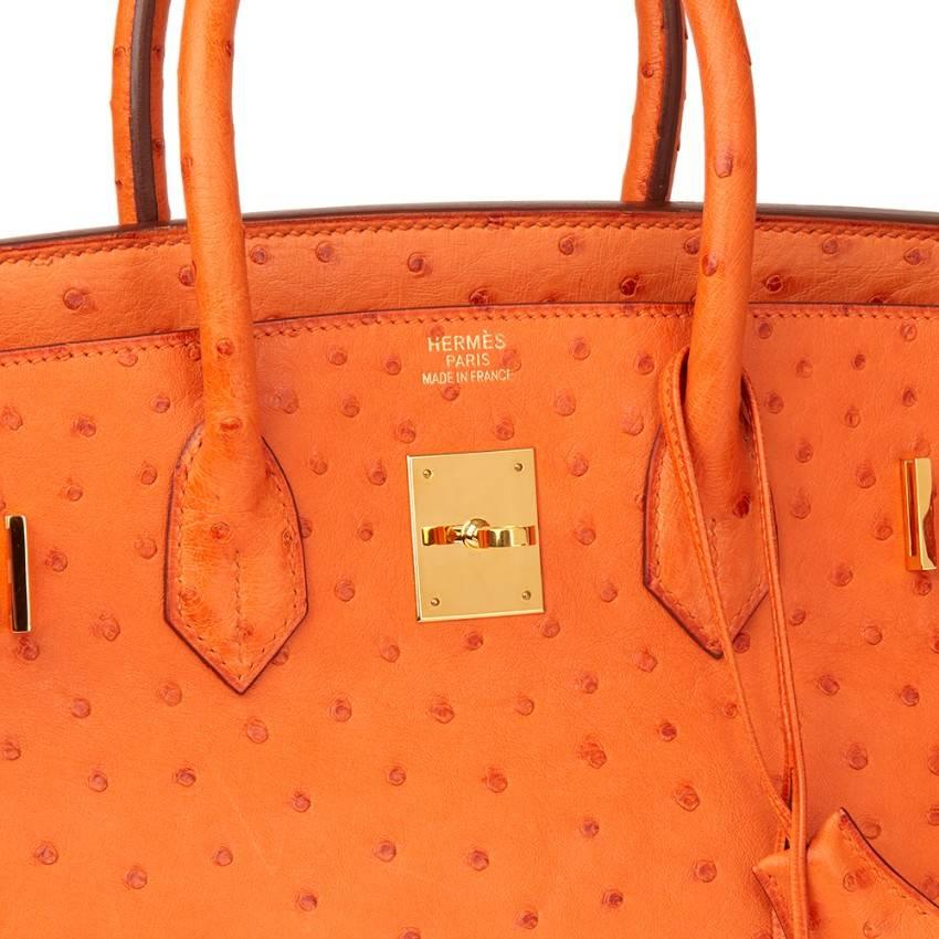 Hermes Orange H Ostrich 35cm Birkin Bag For Sale 2