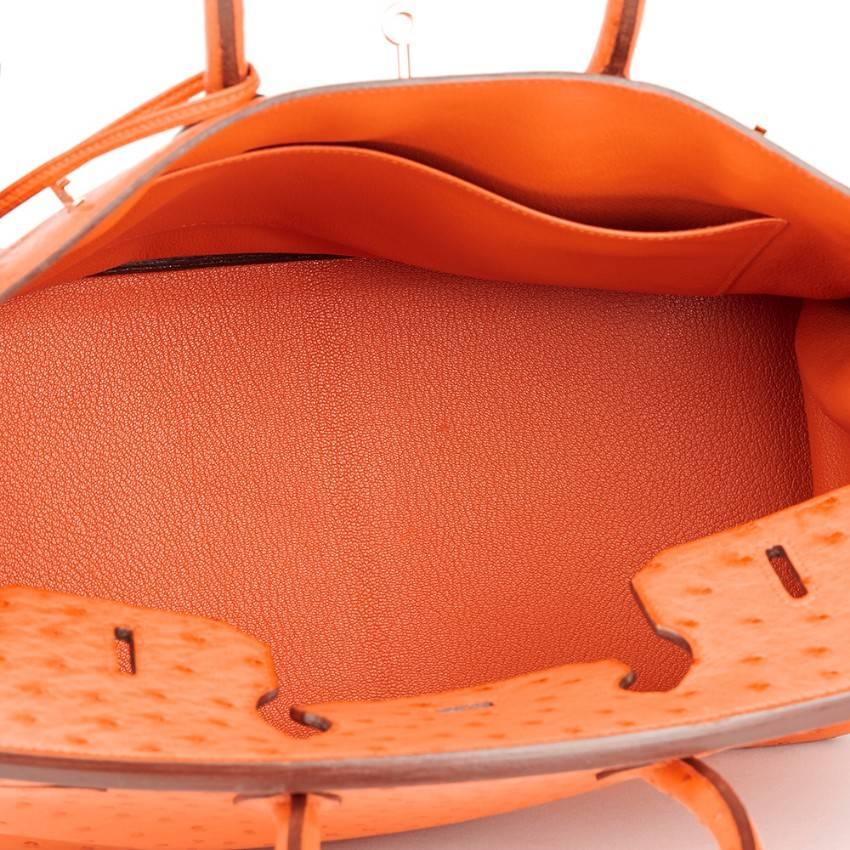 Hermes Orange H Ostrich 35cm Birkin Bag For Sale 4