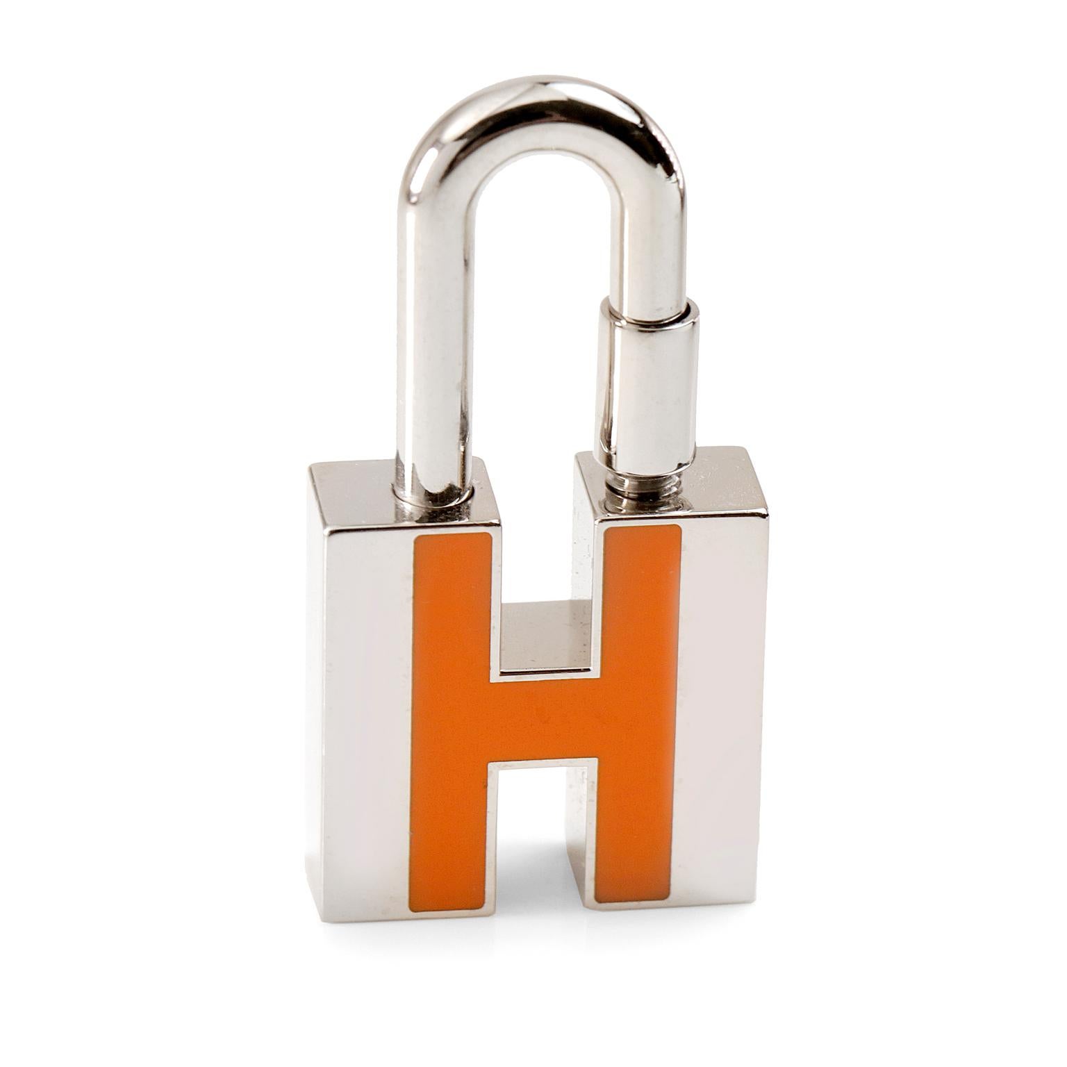 Hermès Orange H Palladium Cadena Lock Charm 1