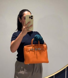 Hermès Orange H Togo Leather Birkin 25cm Retourne