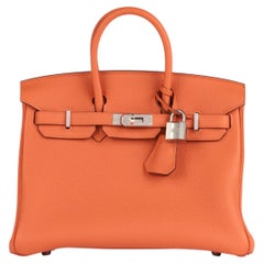 Hermès Orange H Togo Leather Birkin 25cm Retourne