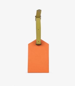 Hermès Orange H & Vert Chèvre Mysore Leather Luggage Tag