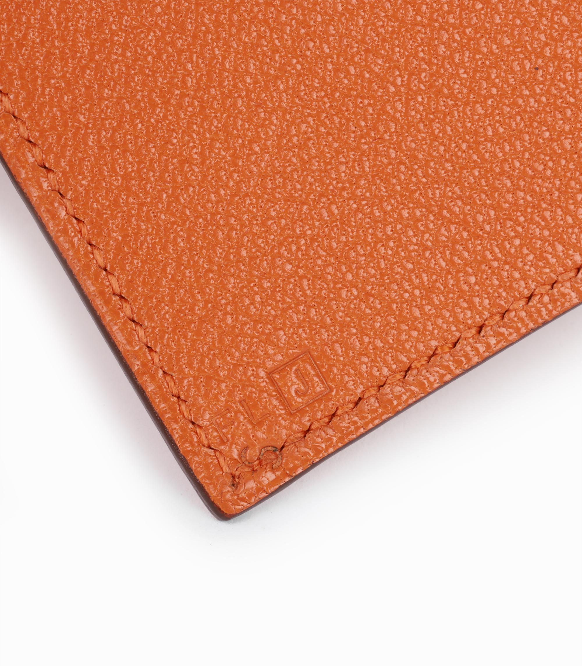 Hermès Orange H & Vert Chèvre Mysore Leather Luggage Tag In Excellent Condition For Sale In Bishop's Stortford, Hertfordshire