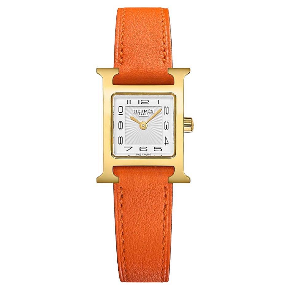 Hermes Orange Heure H watch, Mini model, 21 mm
