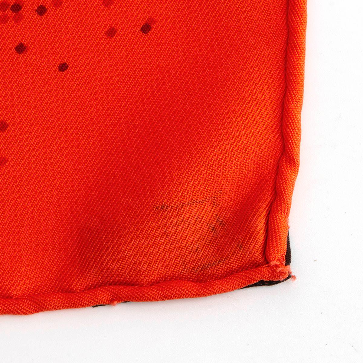 Red Hermes orange INDIAN DUST 90 Scarf silk For Sale
