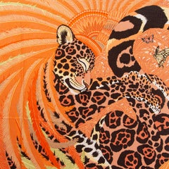Hermes orange JAGUAR QUETZAL 140 Scarf Shawl Orange Vert Peche