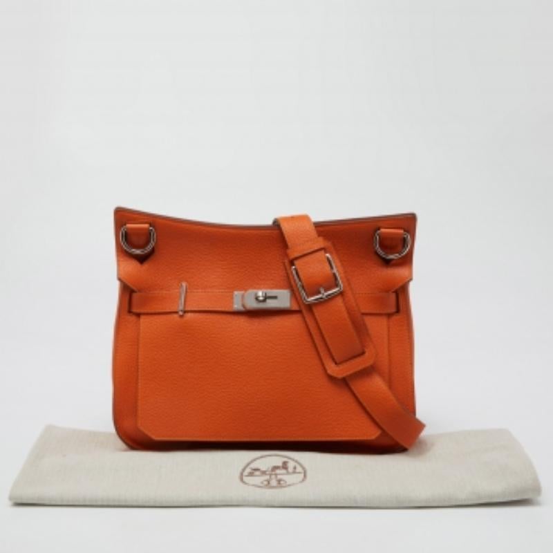 Rosso Hermes Arancione/Jaune Taurillon Clemence Pelle Finitura Palladium Borsa Jypsiere 34 in vendita