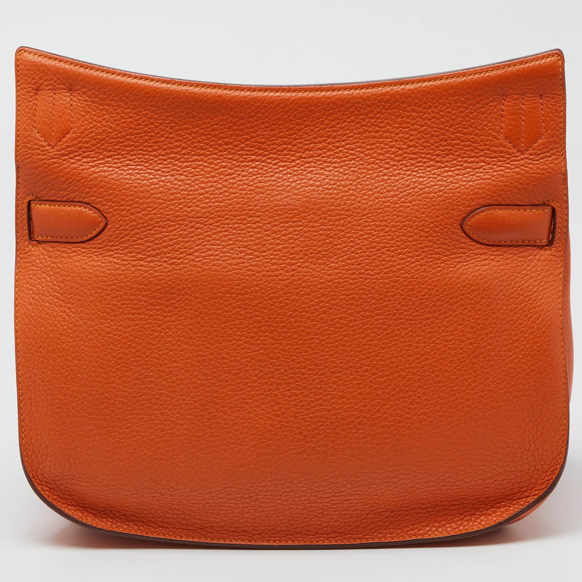 Hermes Orange/Jaune Taurillon Clemence Jypsiere 34 Tasche aus Leder mit Palladium-Finish Damen