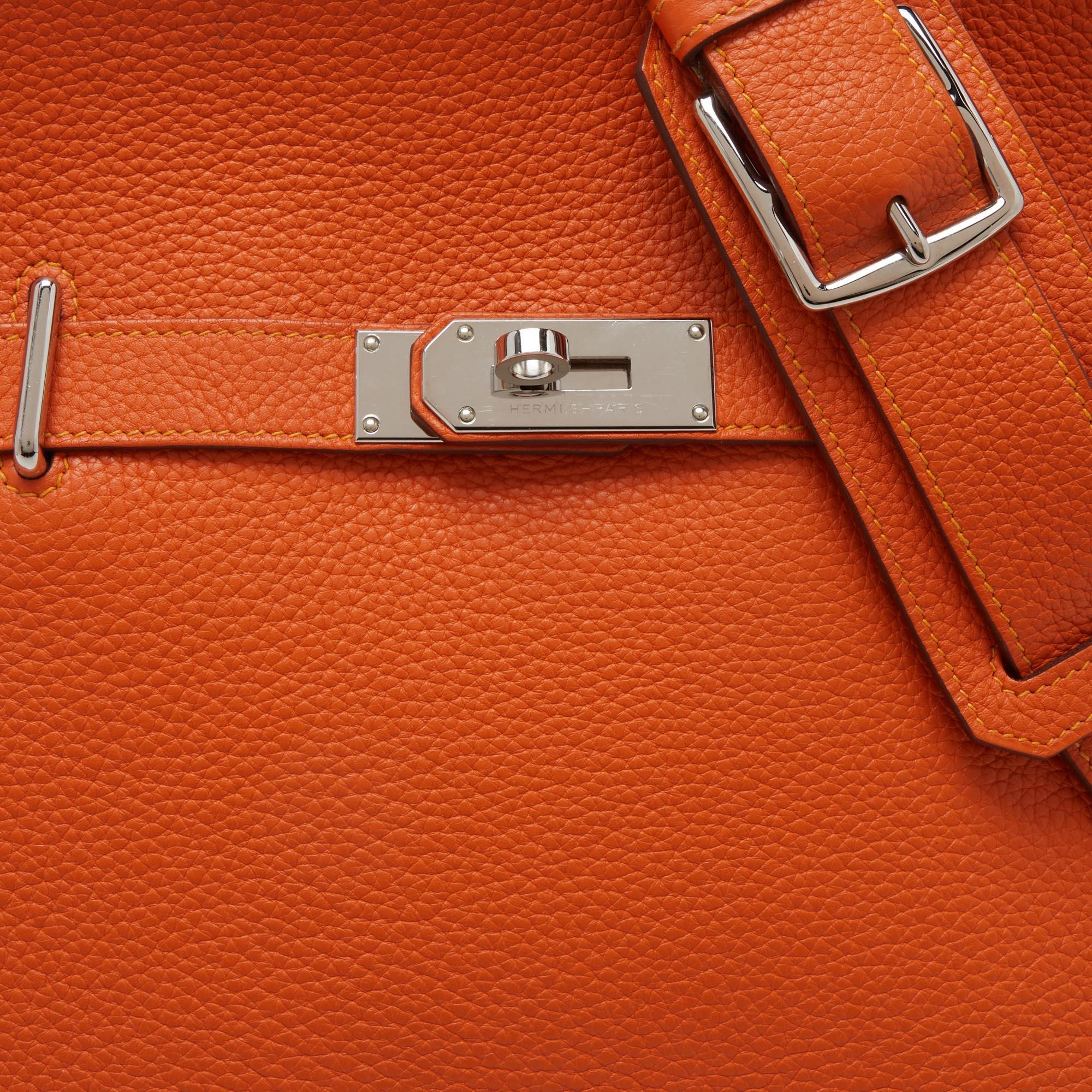 Hermes Orange/Jaune Taurillon Clemence Jypsiere 34 Tasche aus Leder mit Palladium-Finish 1