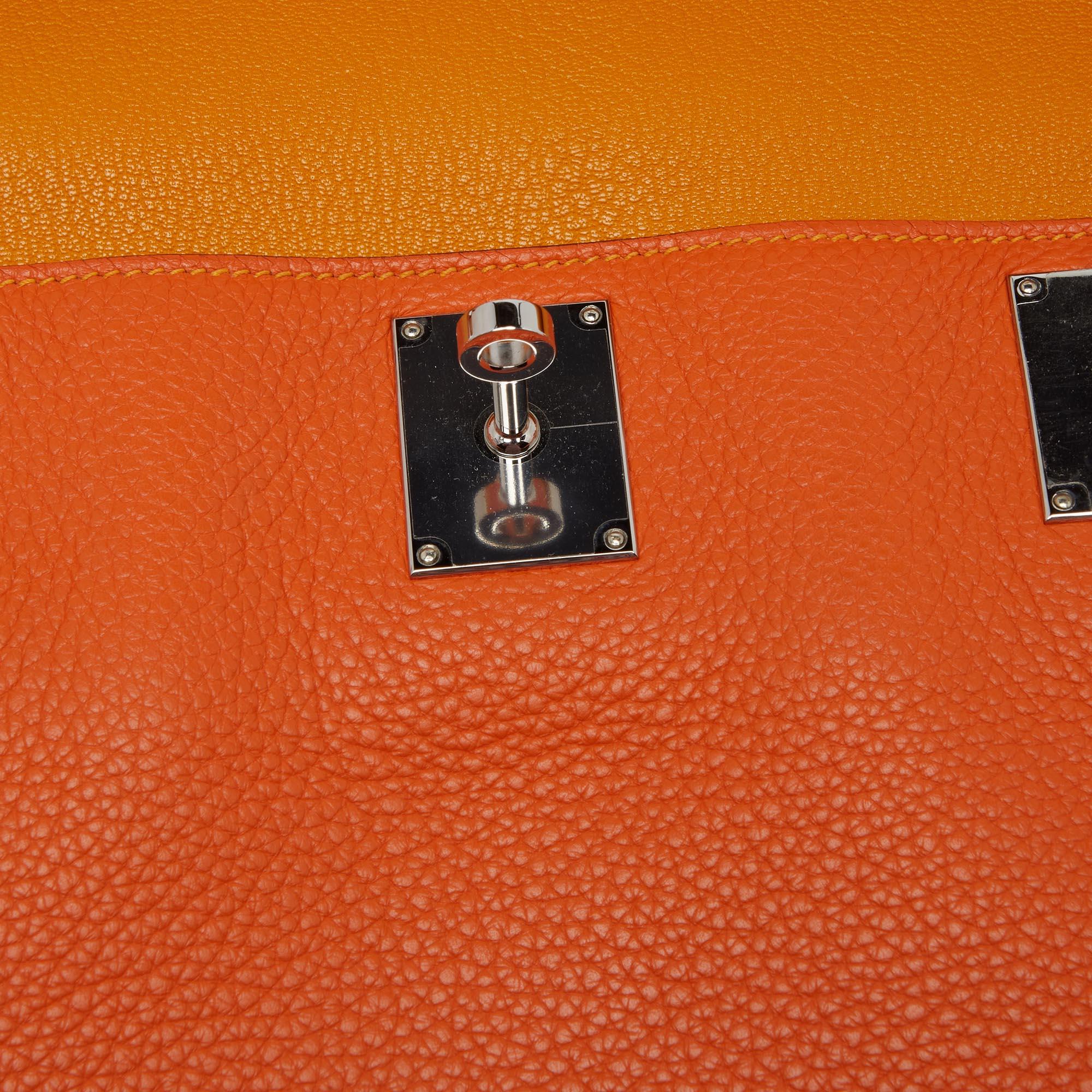 Hermes Orange/Jaune Taurillon Clemence Jypsiere 34 Tasche aus Leder mit Palladium-Finish 3