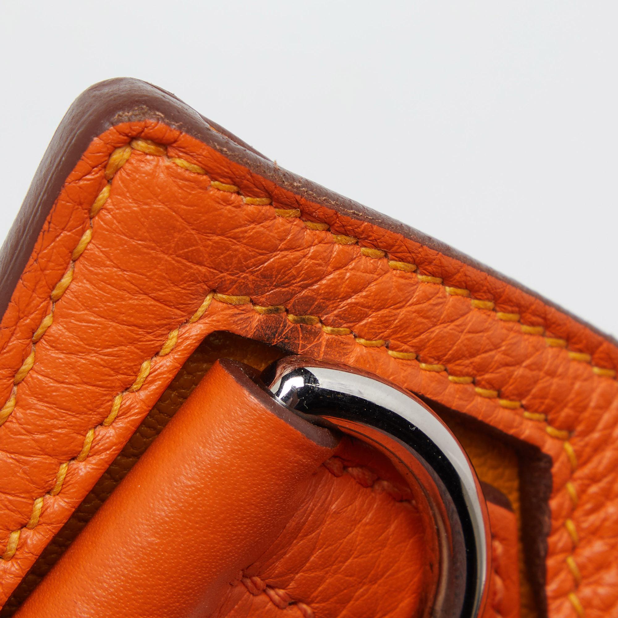 Hermes Orange/Jaune Taurillon Clemence Jypsiere 34 Tasche aus Leder mit Palladium-Finish 5