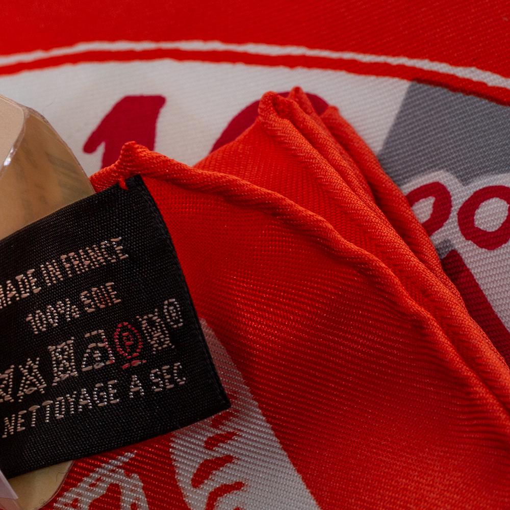 Beige Hermes Orange Jeu de Soie Silk Square Scarf