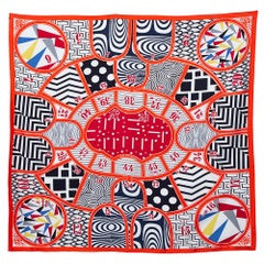 Orange Jeu de Soie Quadratischer Seidenschal von Hermes