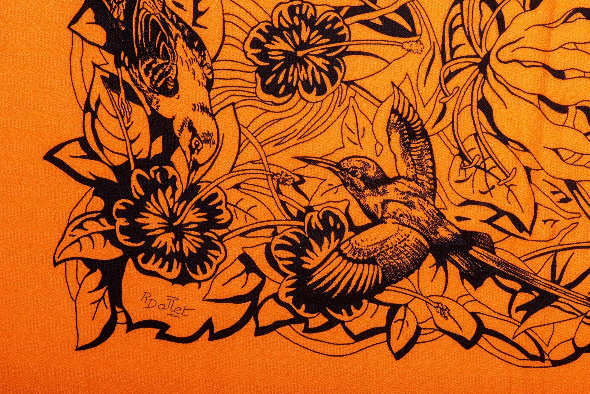 Hermès Orange Jungle Love Cashmere Shawl In New Condition For Sale In West Hollywood, CA