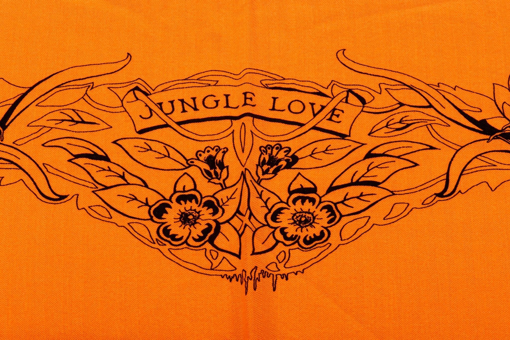 Hermès Orange Jungle Love Cashmere Shawl For Sale 1