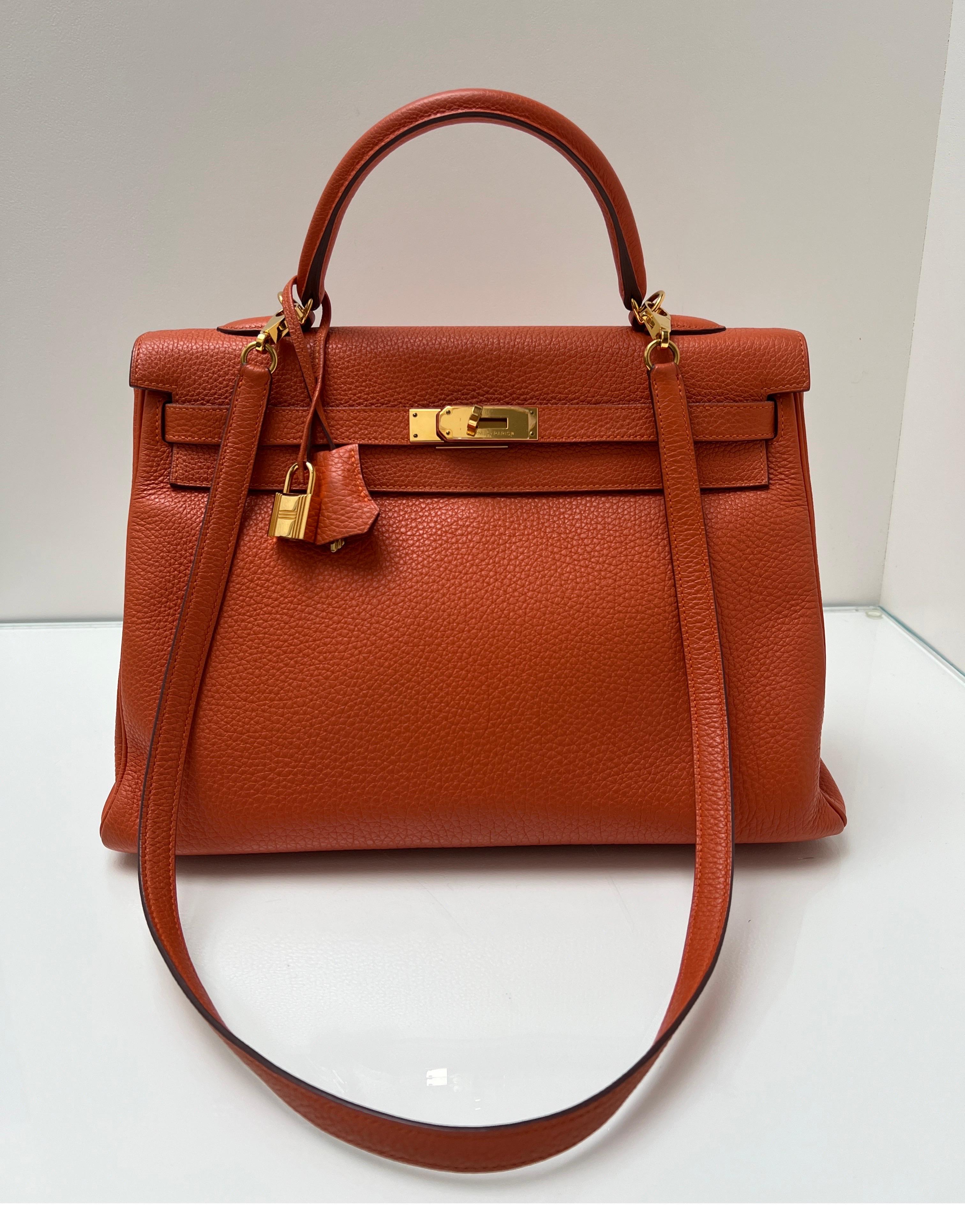 Hermes Orange Kelly 35 Bag 9