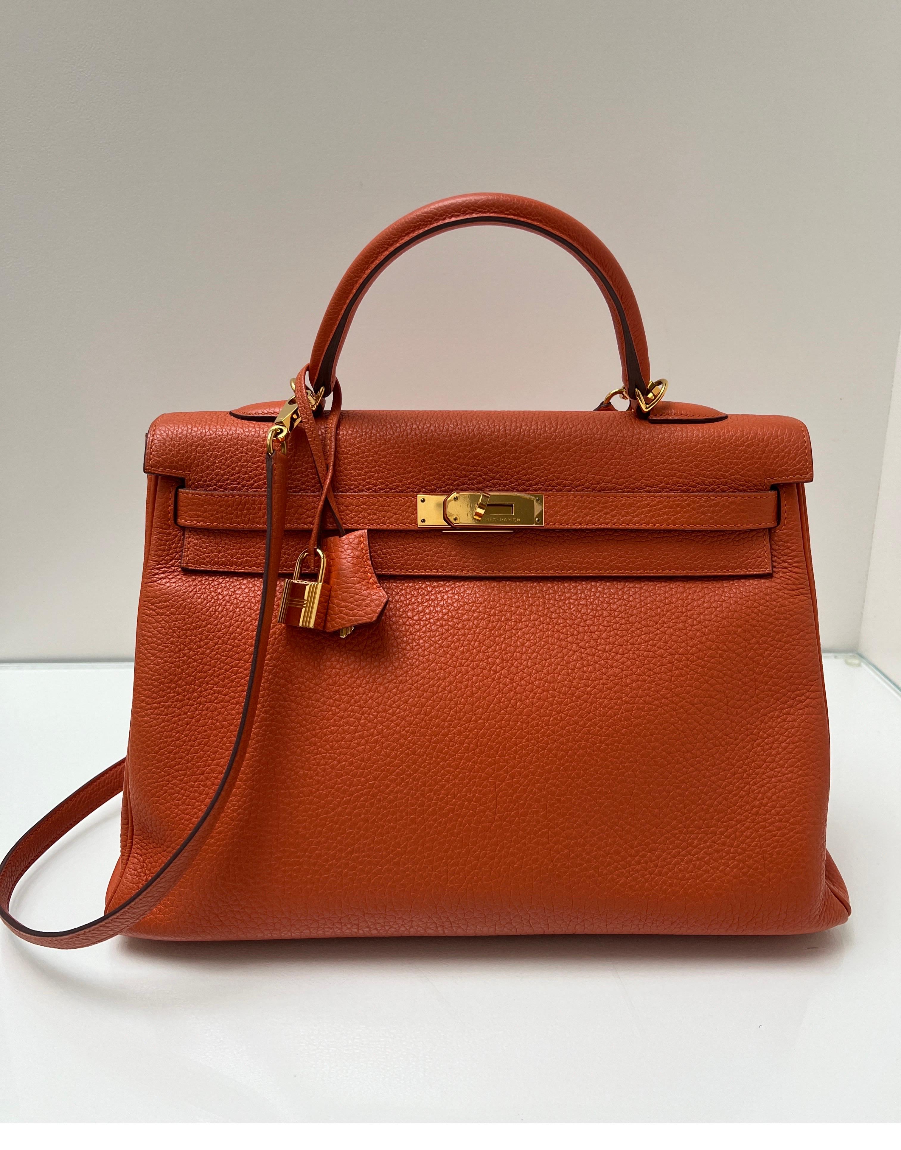Hermes Orange Kelly 35 Bag 10