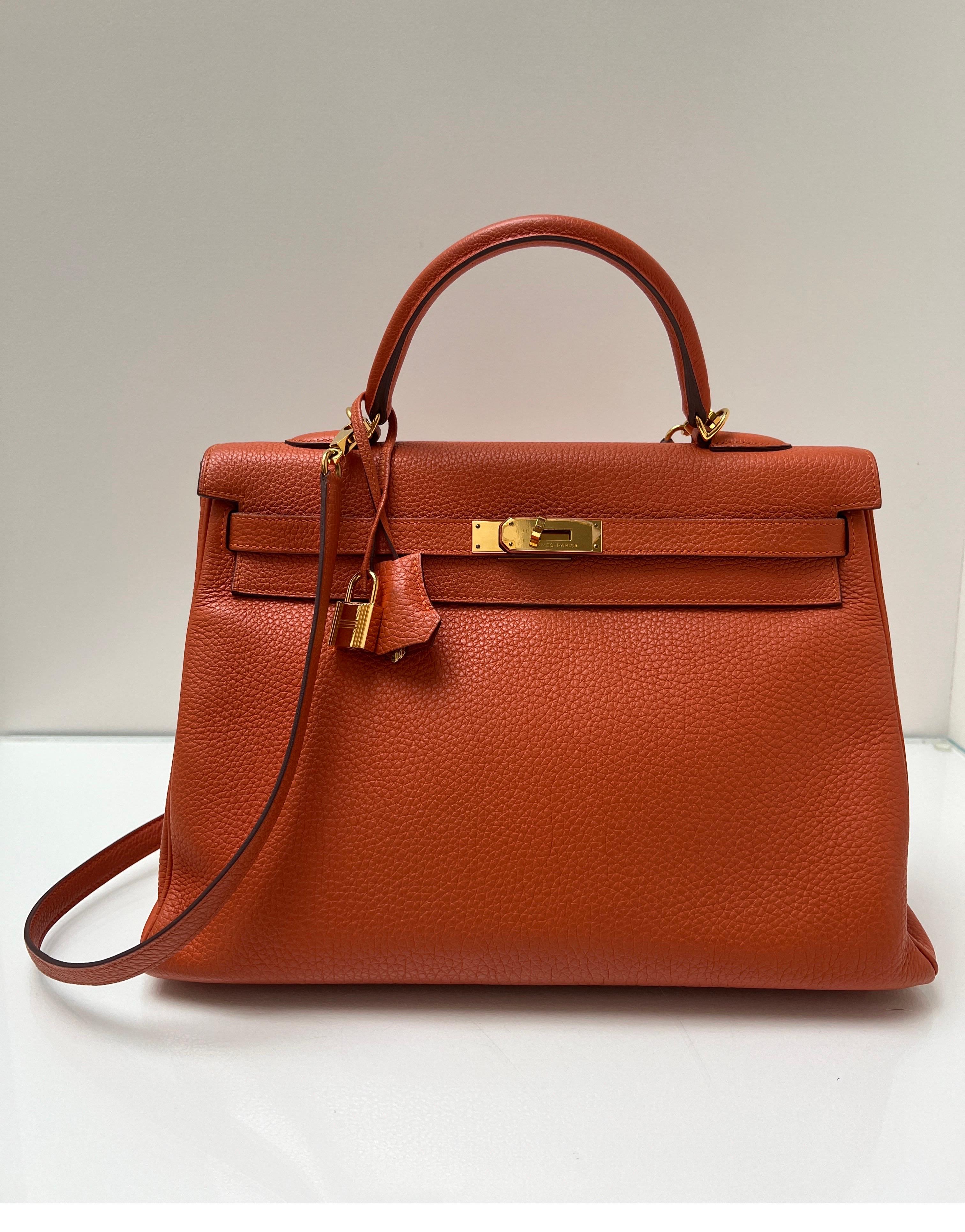 Hermes Orange Kelly 35 Bag 11