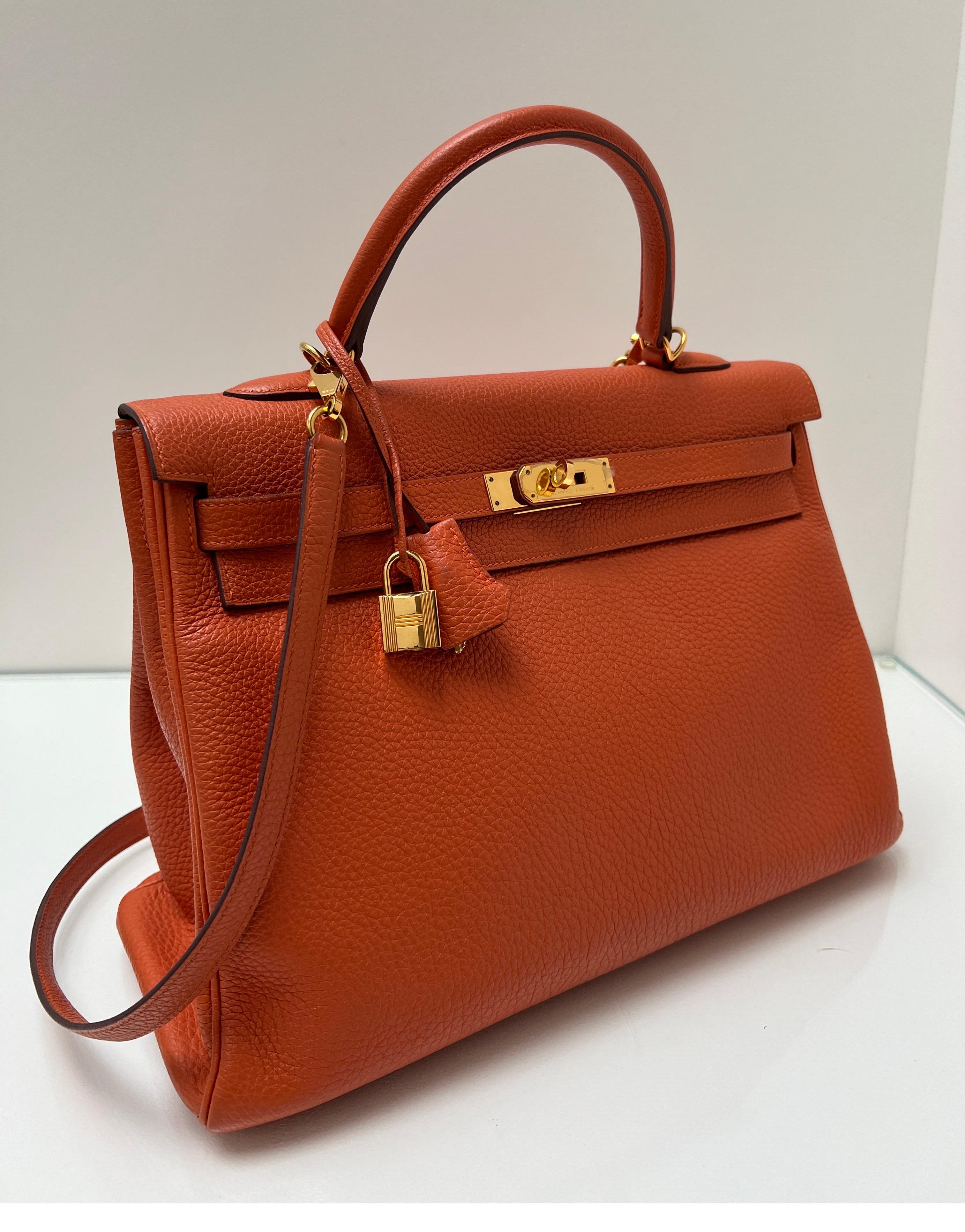 Hermes Orange Kelly 35 Bag 12
