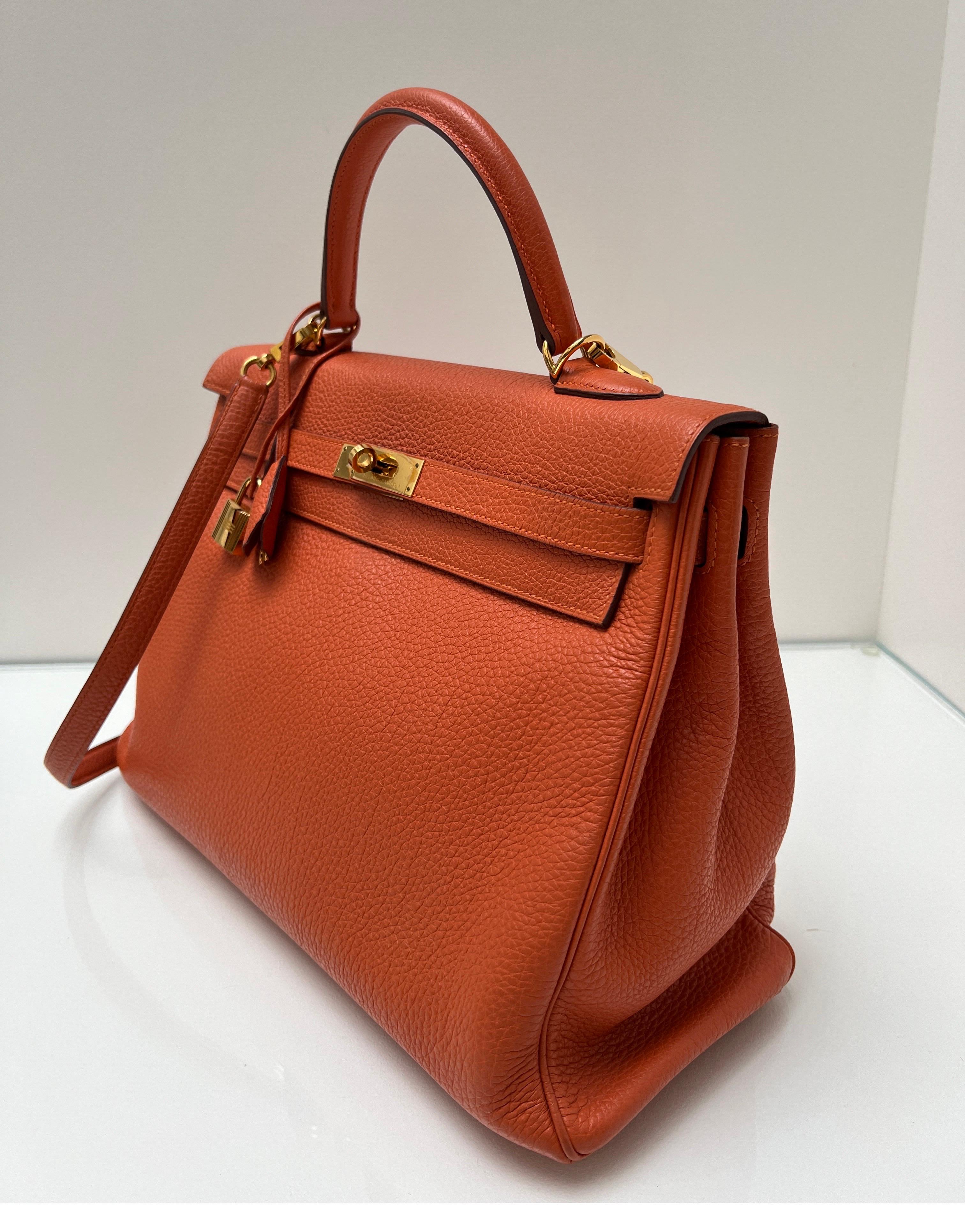 Hermes Orange Kelly 35 Bag 13