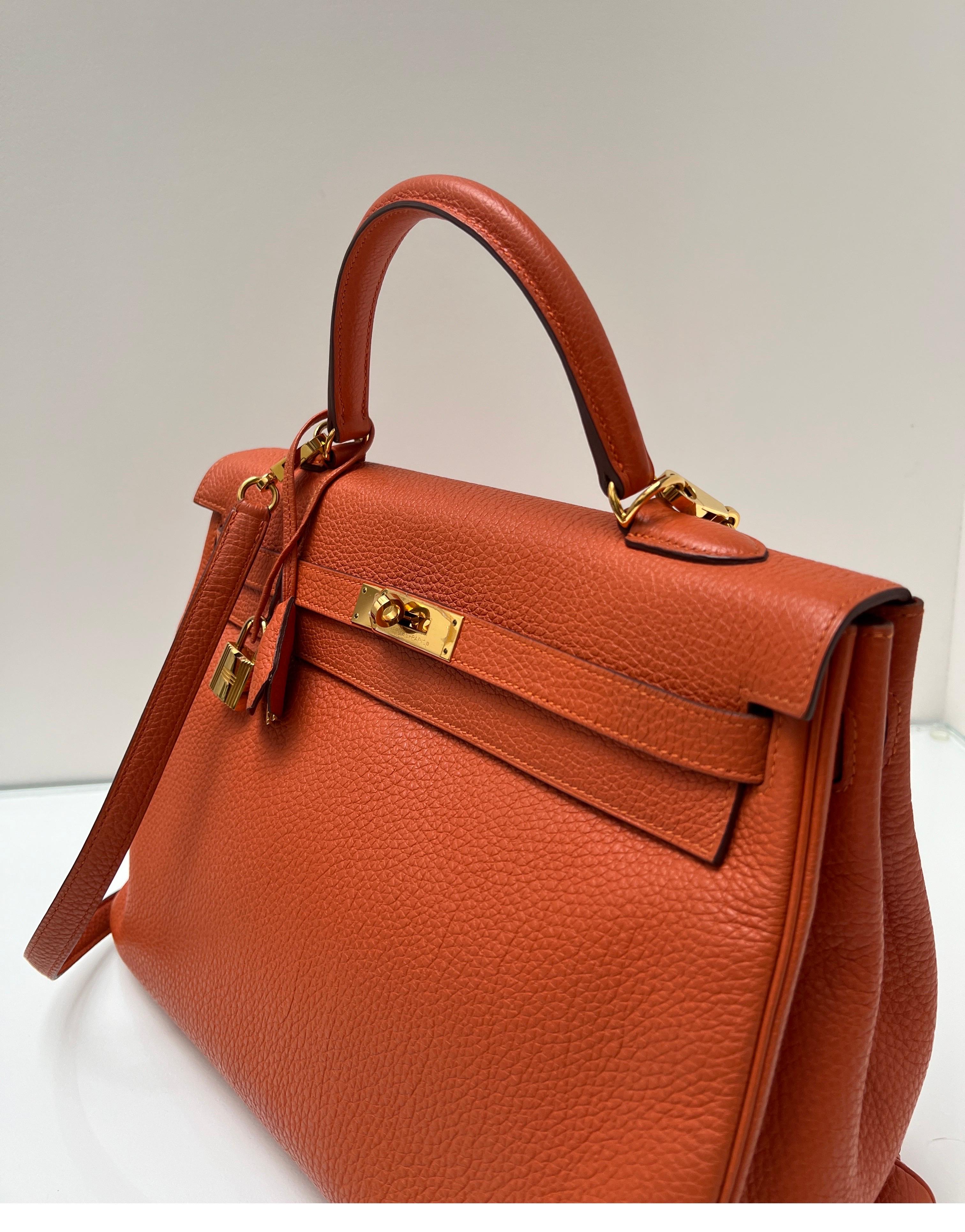 Hermes Orange Kelly 35 Bag 14