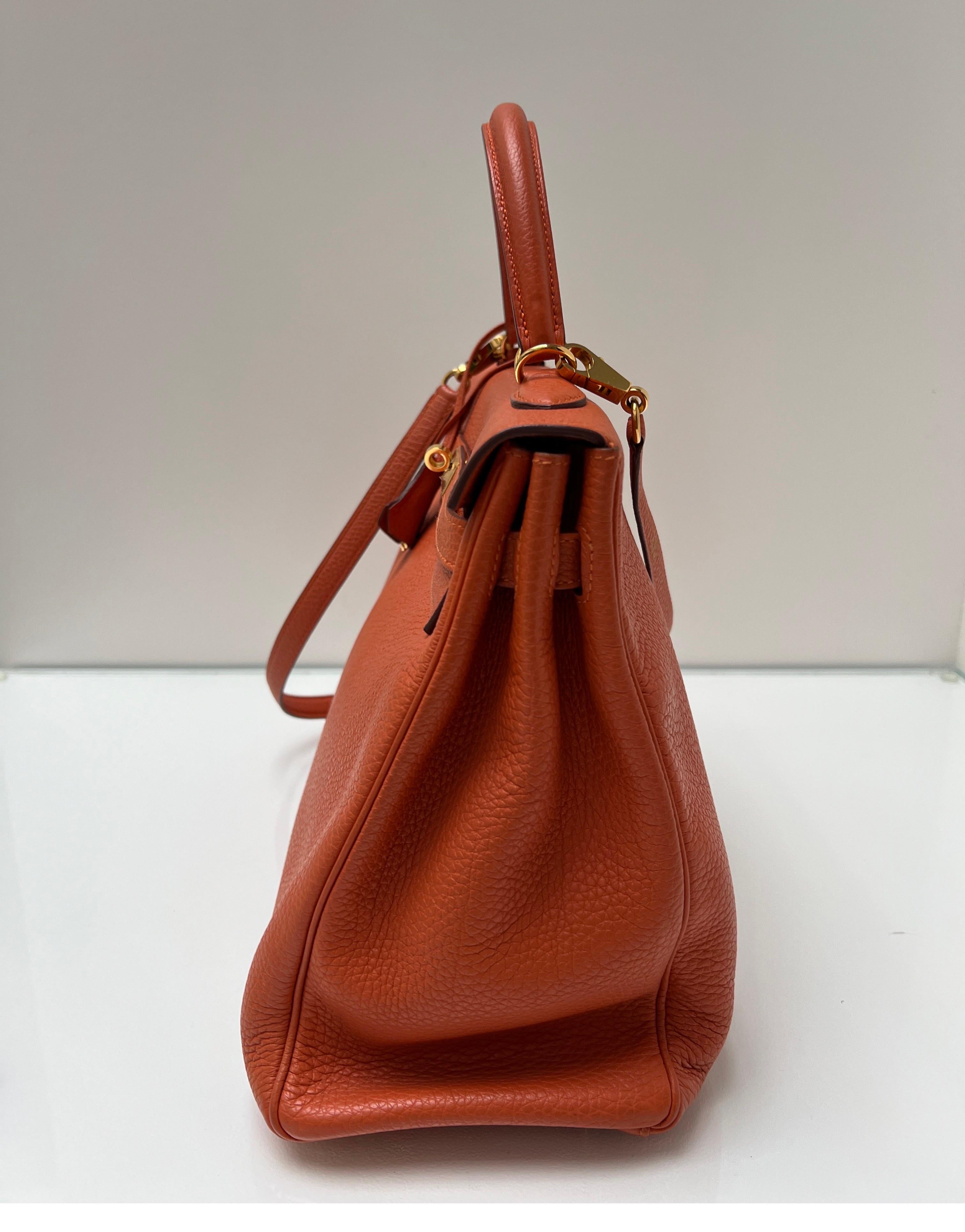 Hermes Orange Kelly 35 Bag 15