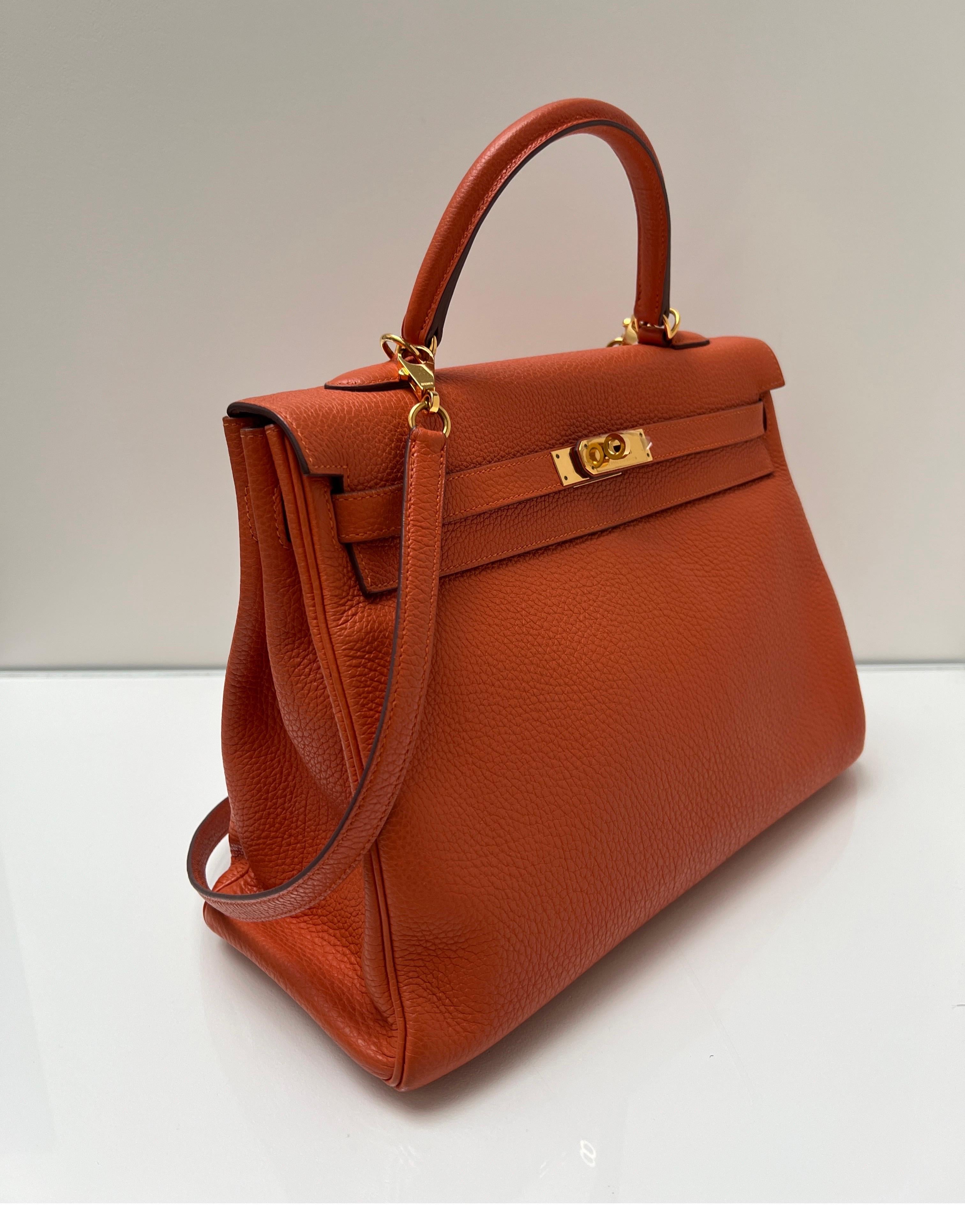 Red Hermes Orange Kelly 35 Bag