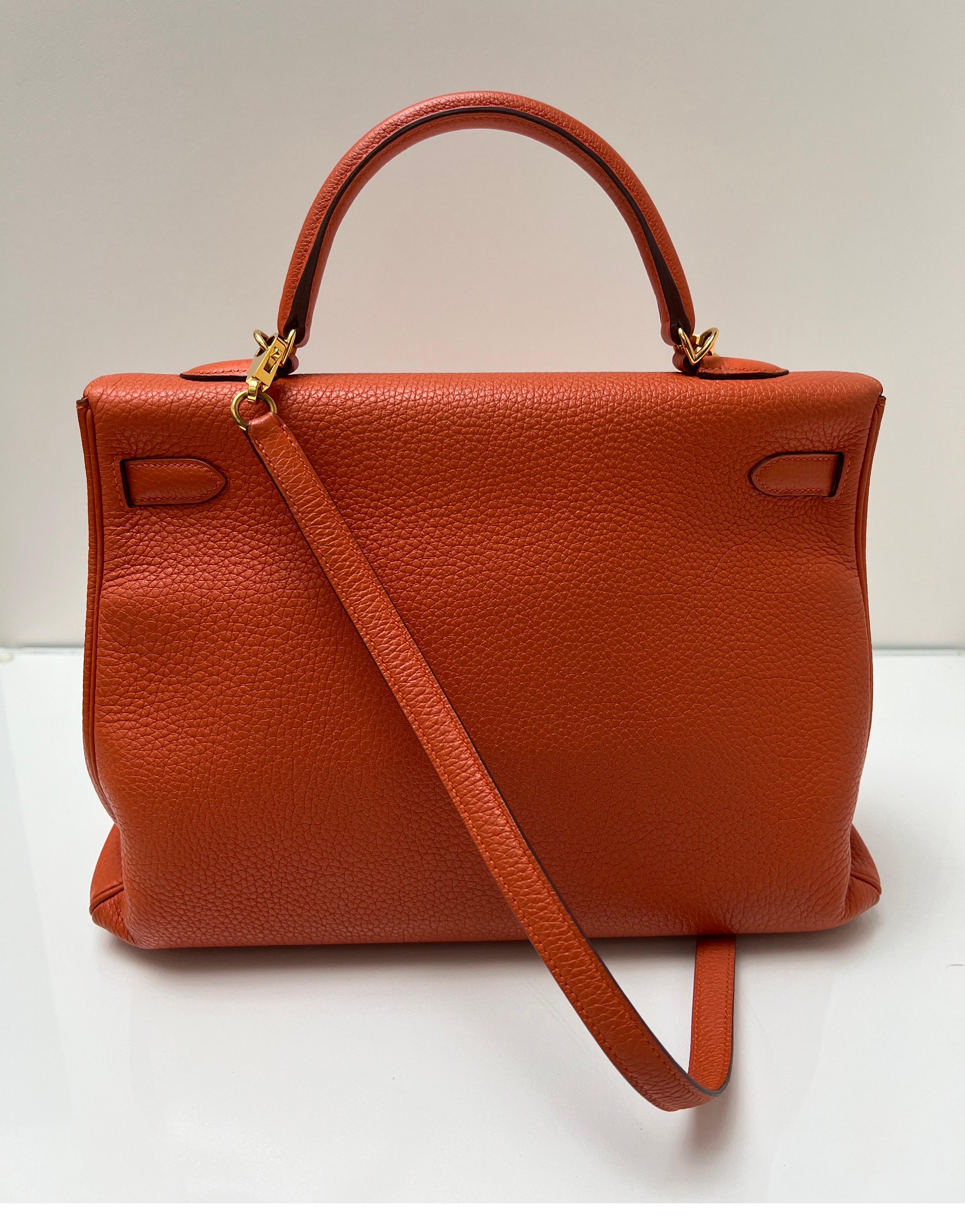 Women's or Men's Hermes Orange Kelly 35 Bag