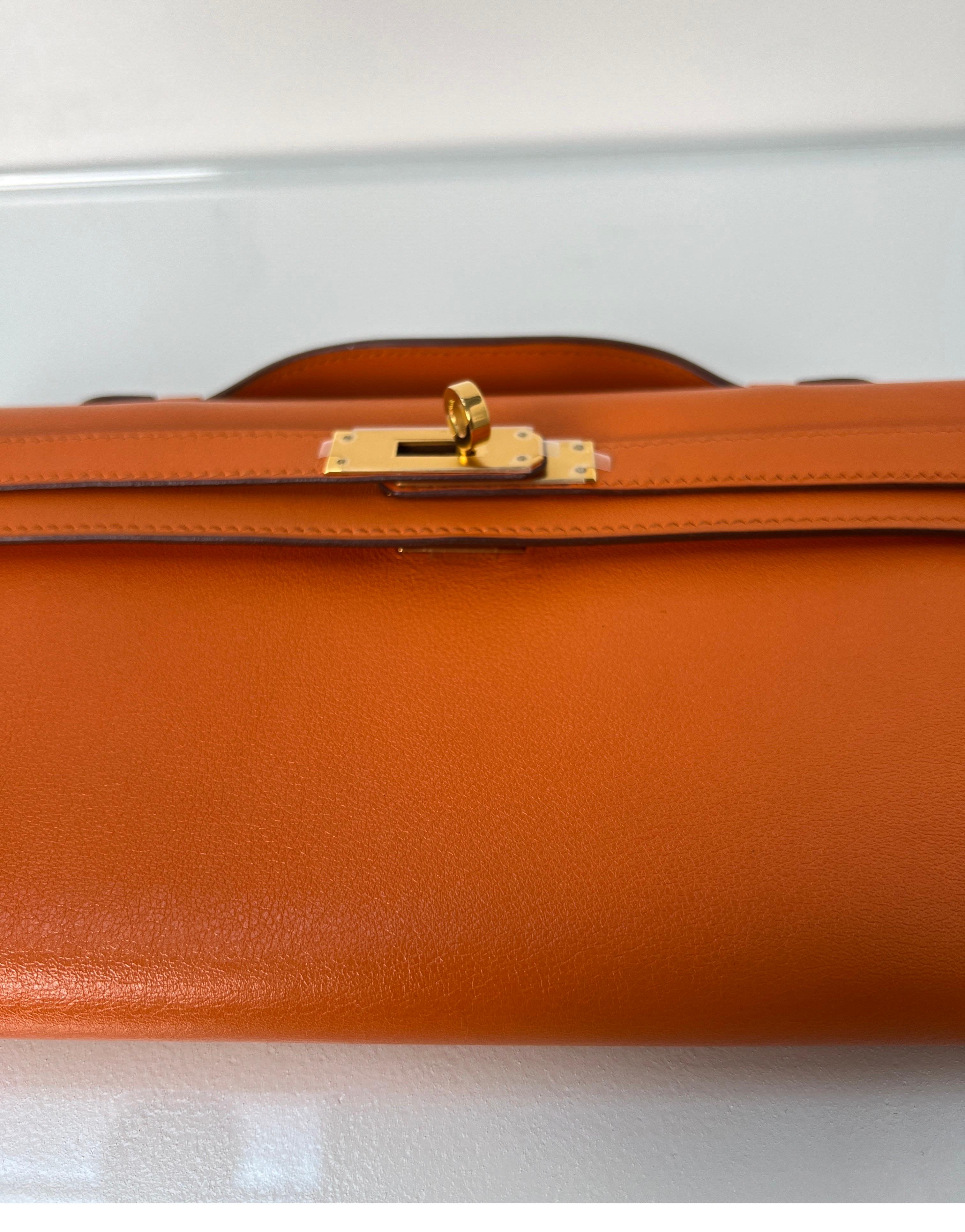 Hermes Orange Kelly Cut Clutch 5