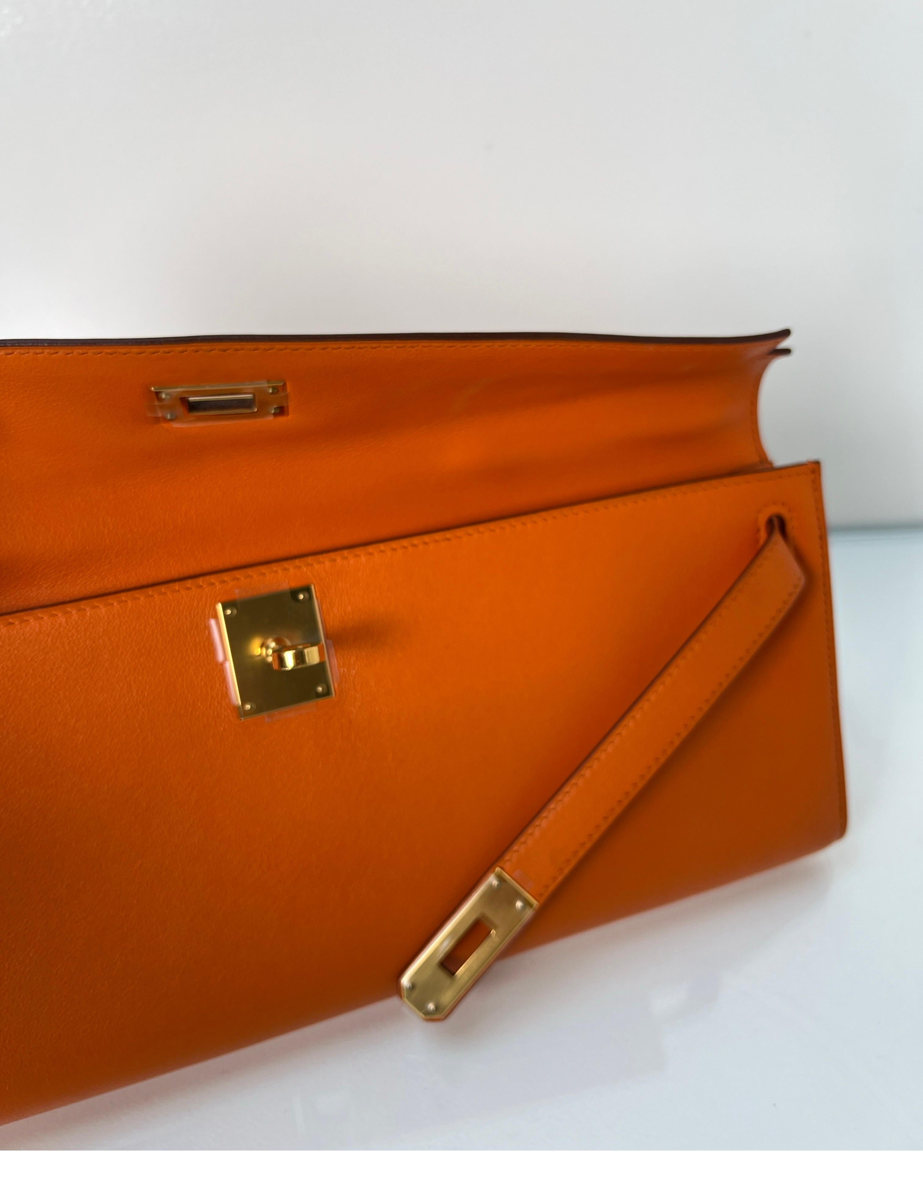 Hermes Orange Kelly Cut Clutch 6