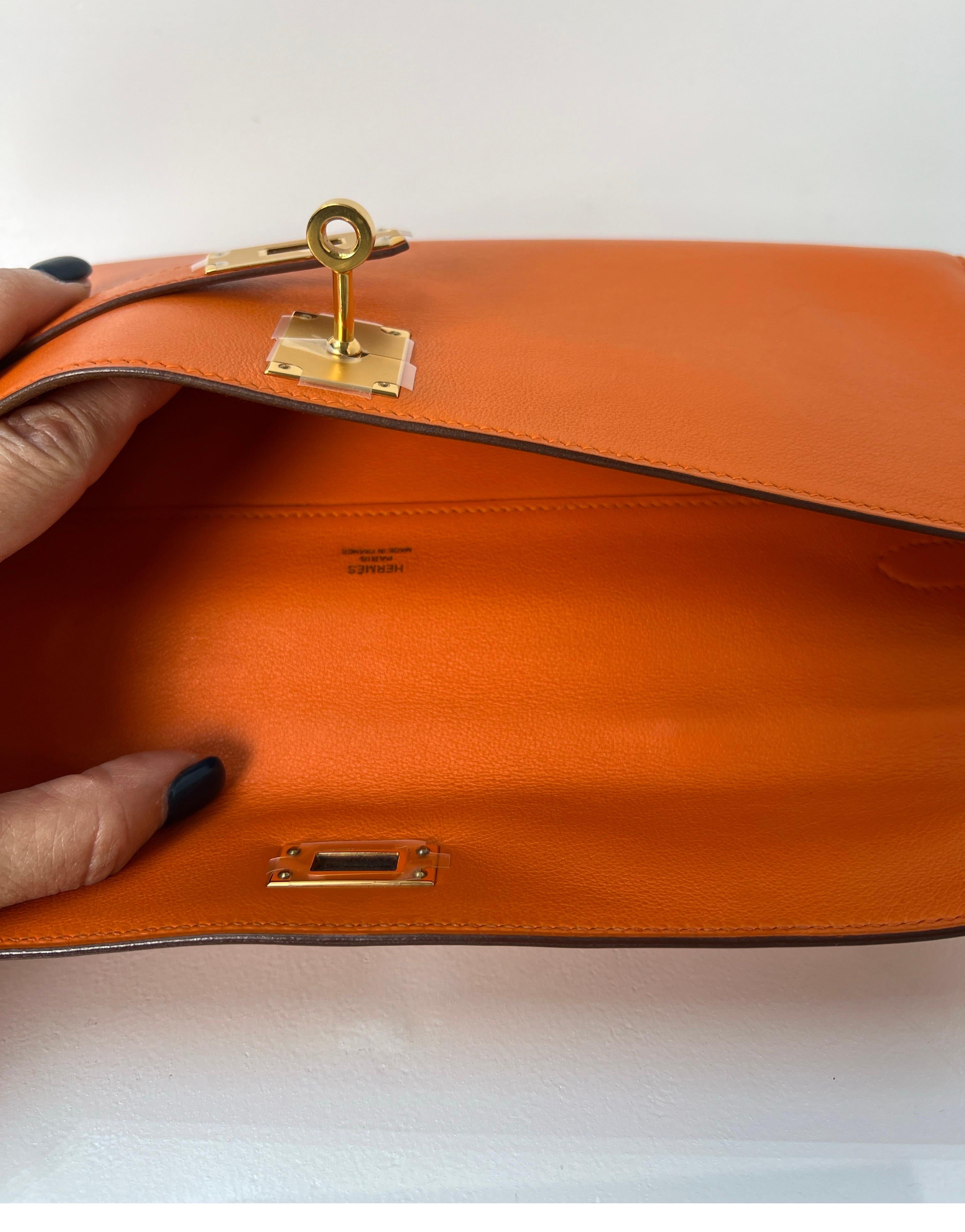 Hermes Orange Kelly Cut Clutch 7