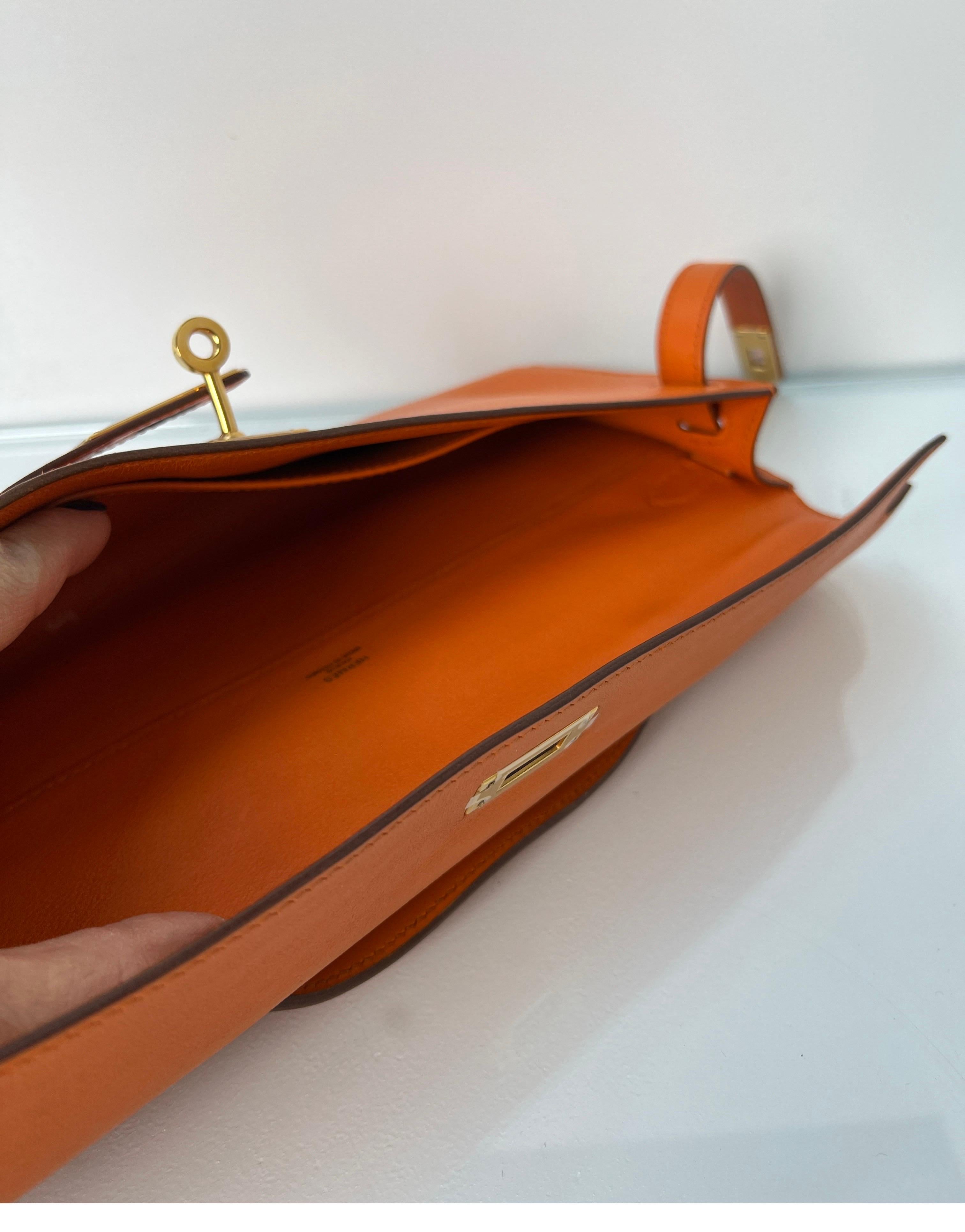 Hermes Orange Kelly Cut Clutch 8