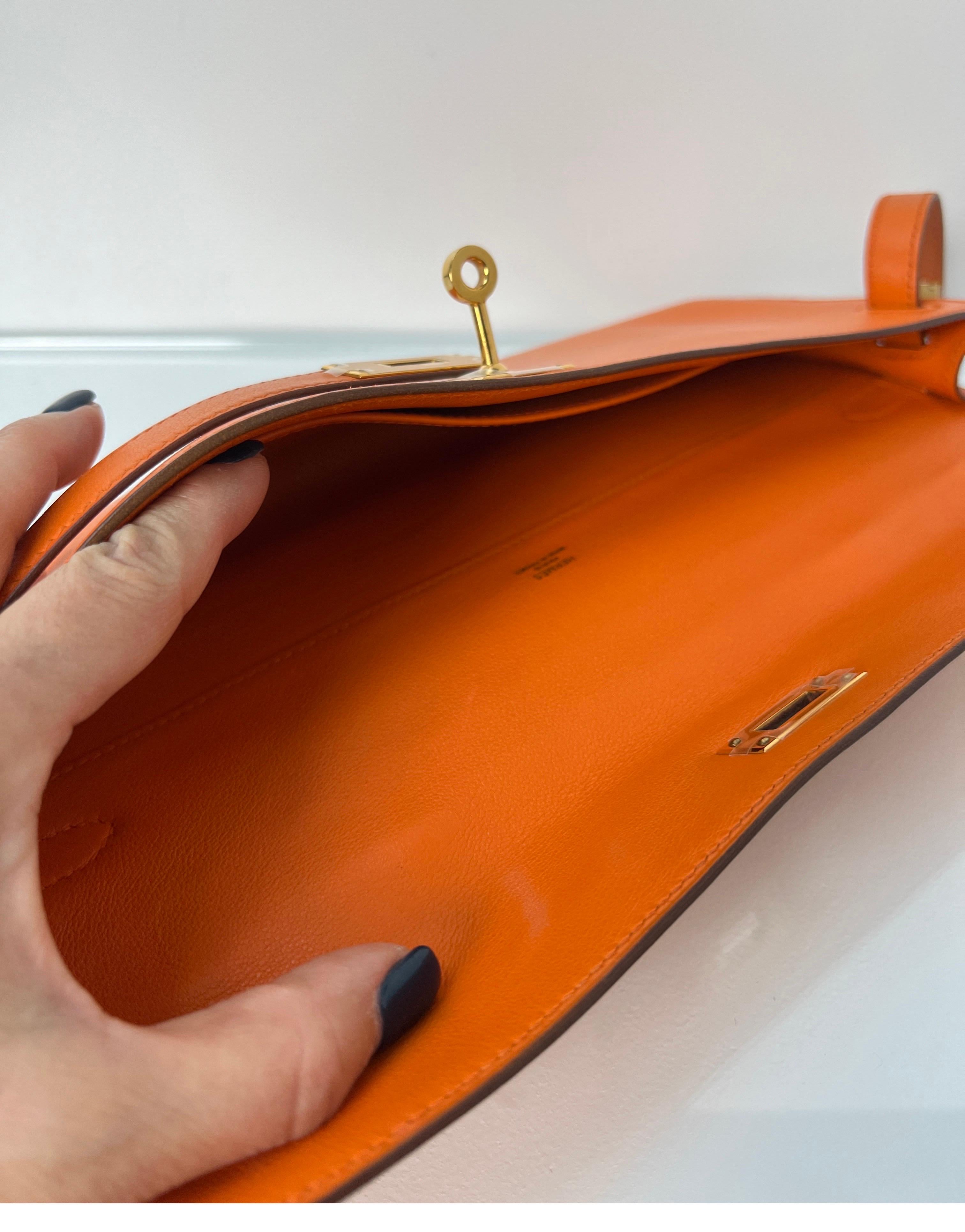 Hermes Orange Kelly Cut Clutch 9