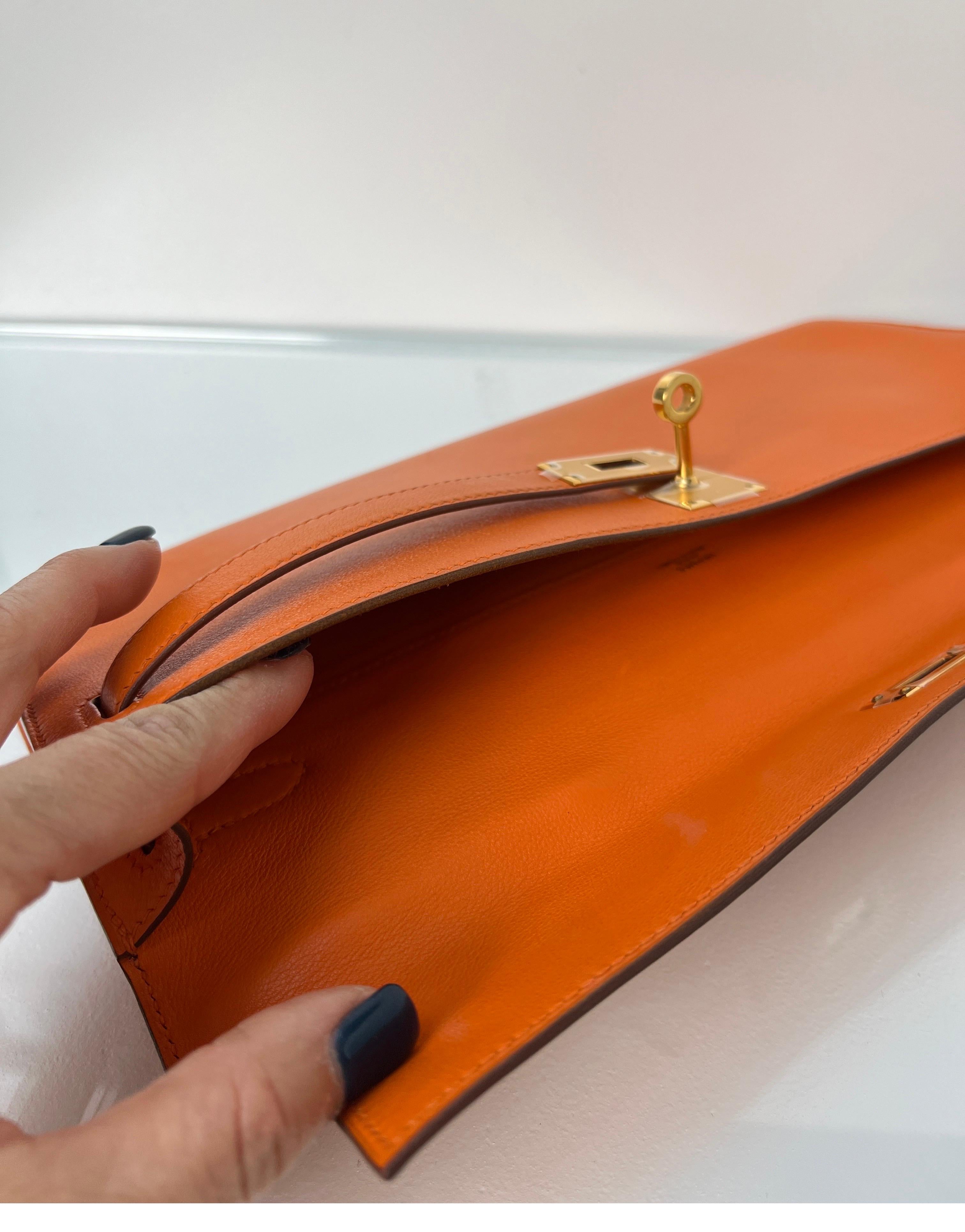 Hermes Orange Kelly Cut Clutch 10