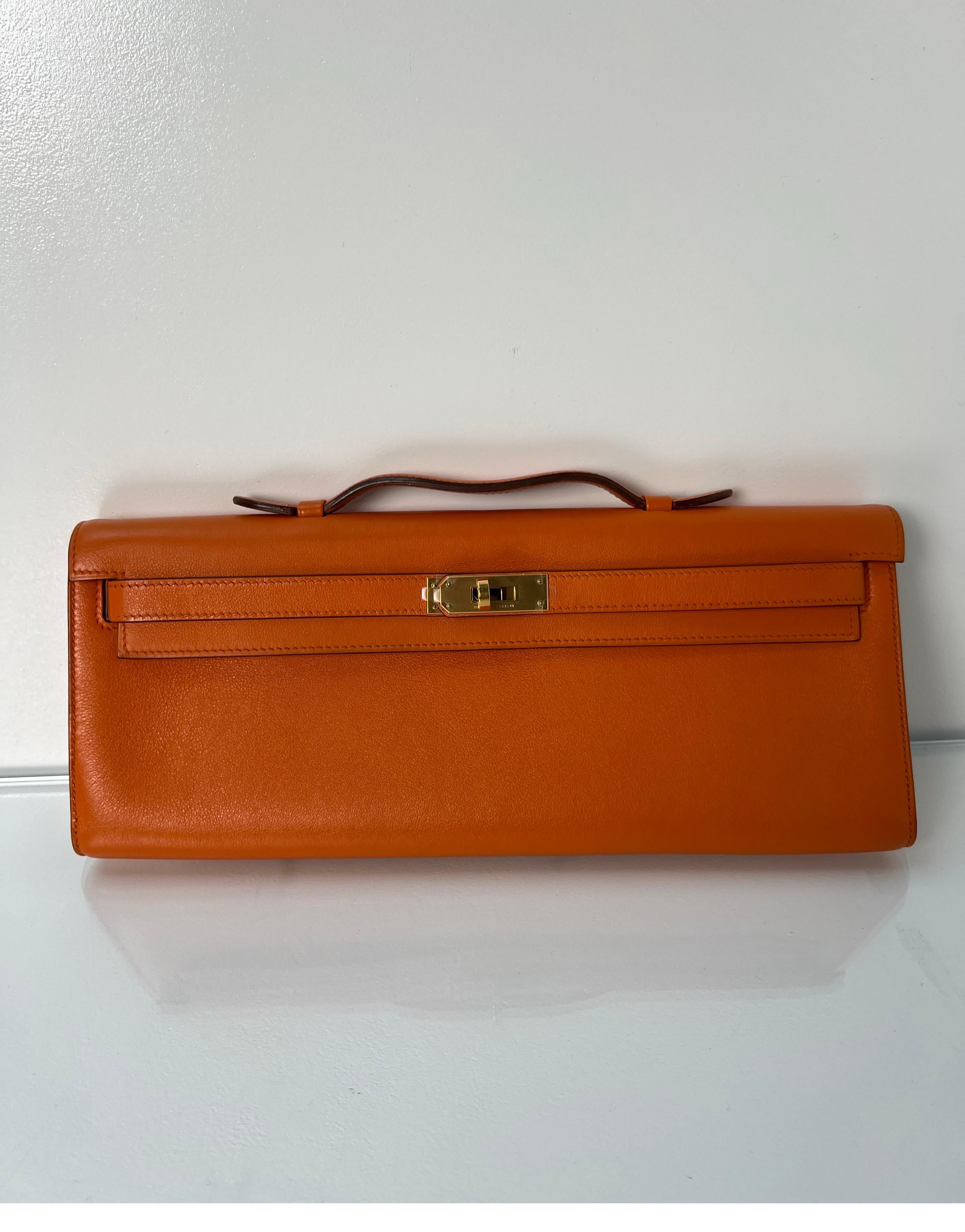 Hermes Orange Kelly Cut Clutch 12