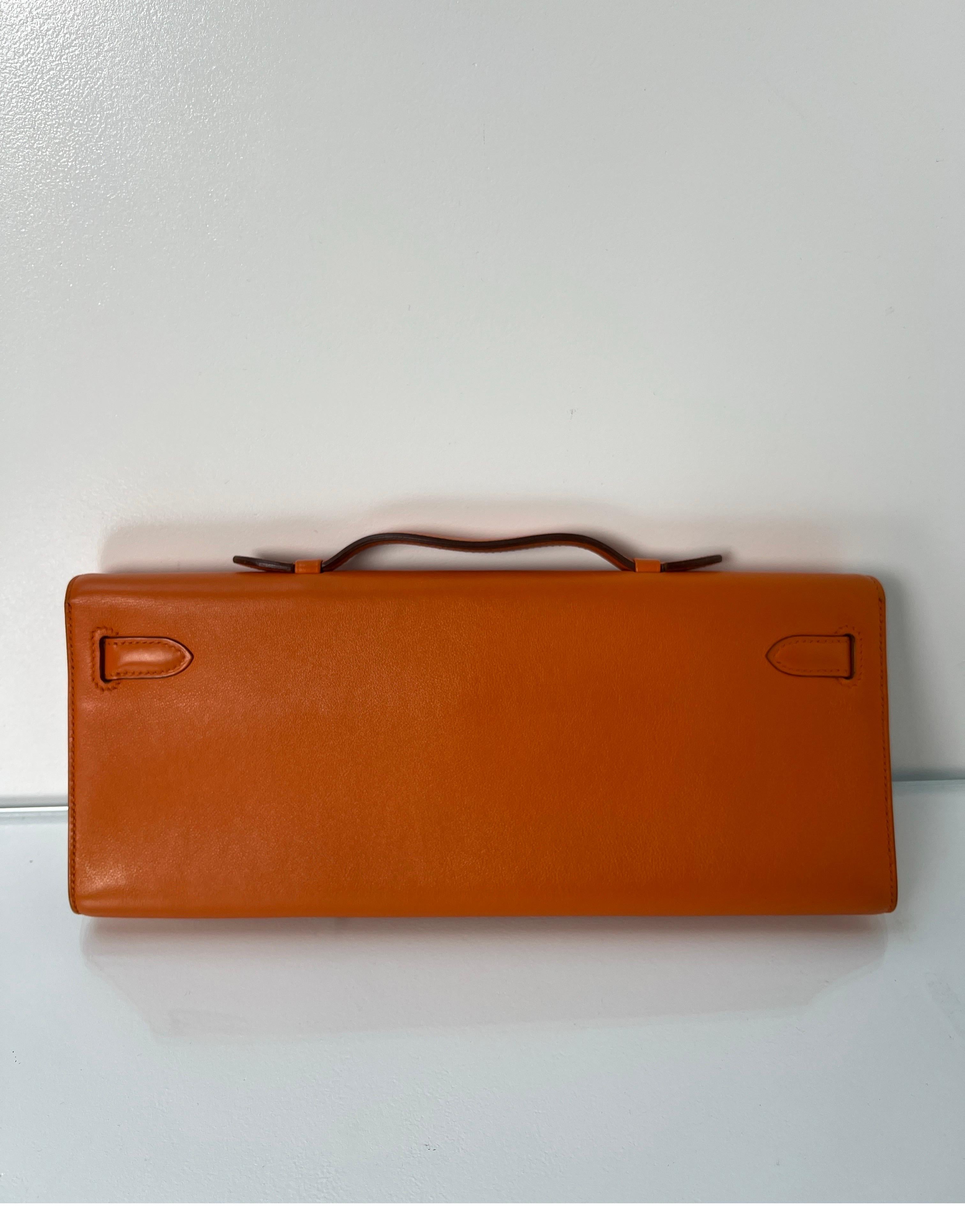 Hermes Orange Kelly Cut Clutch 13