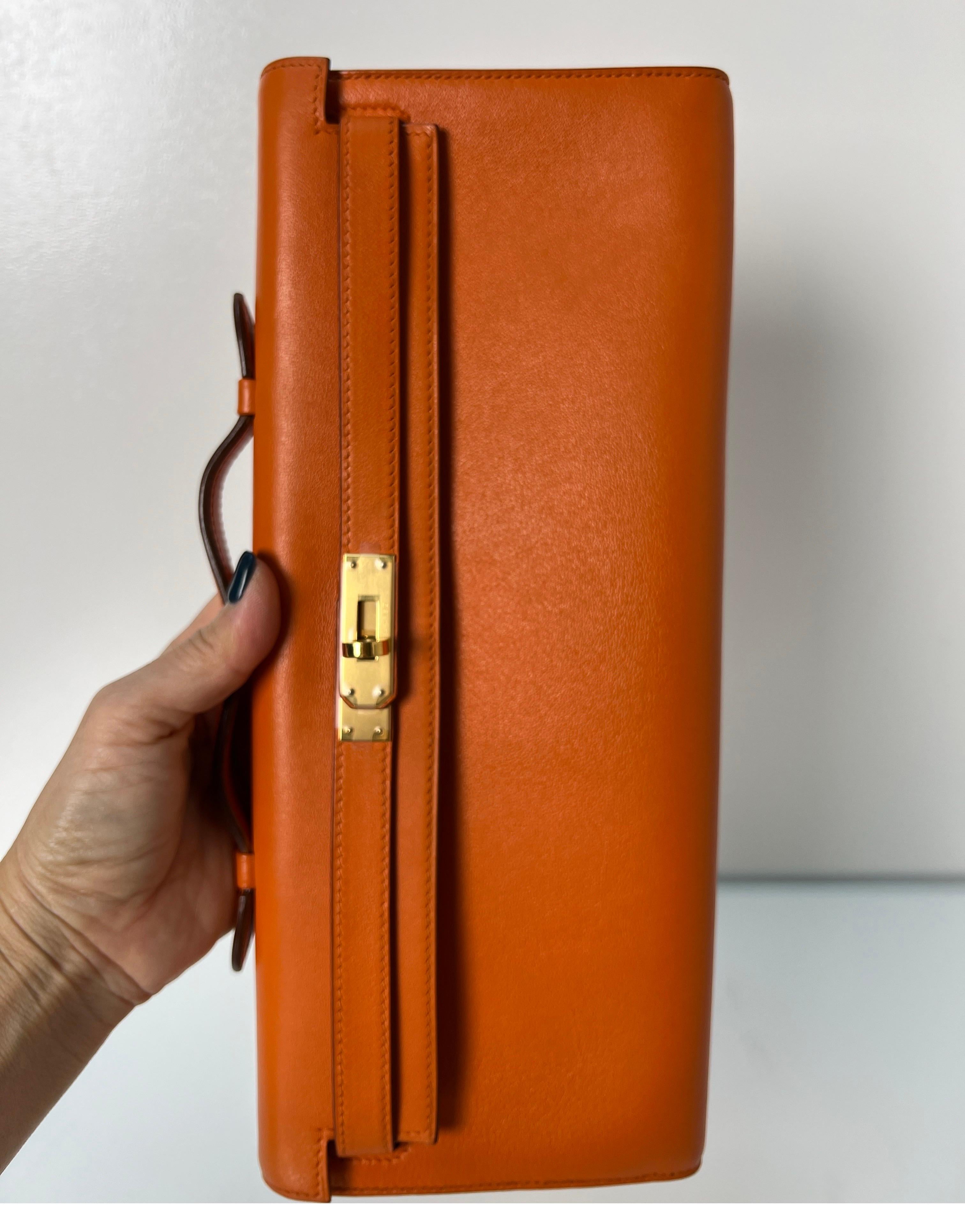 Hermes Orange Kelly Cut Clutch 15