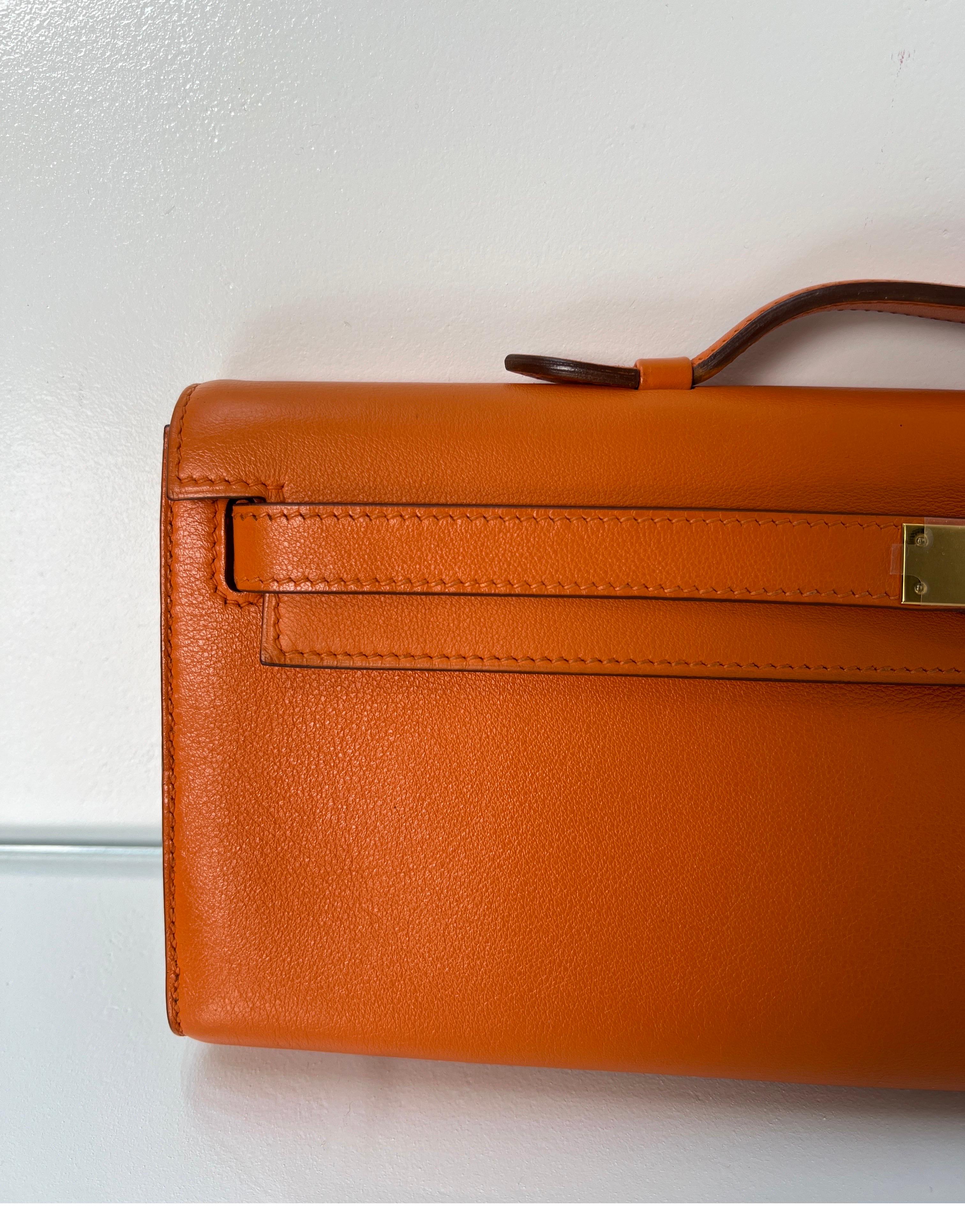 Women's or Men's Hermes Orange Kelly Cut Clutch