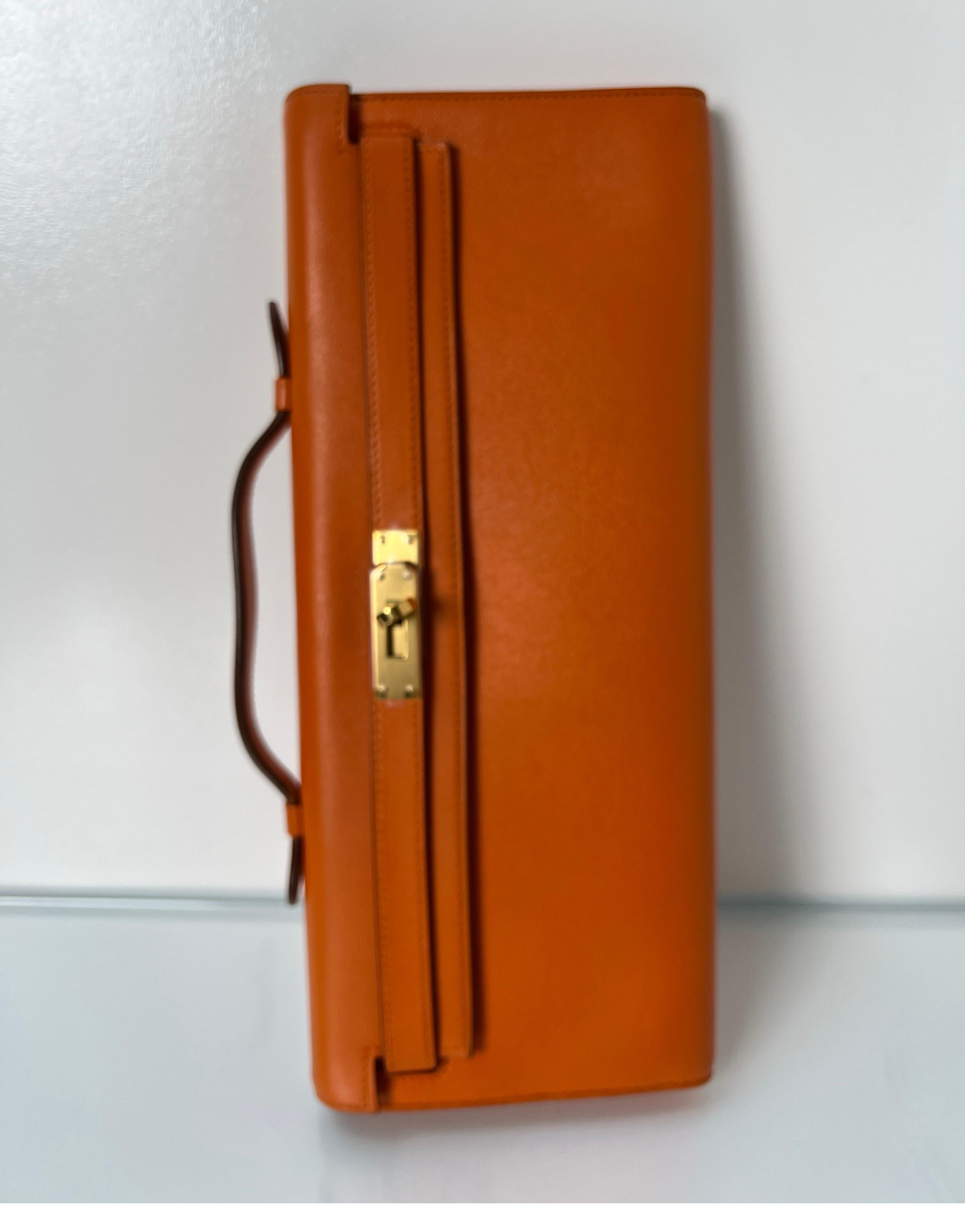 Hermes Orange Kelly Cut Clutch 2