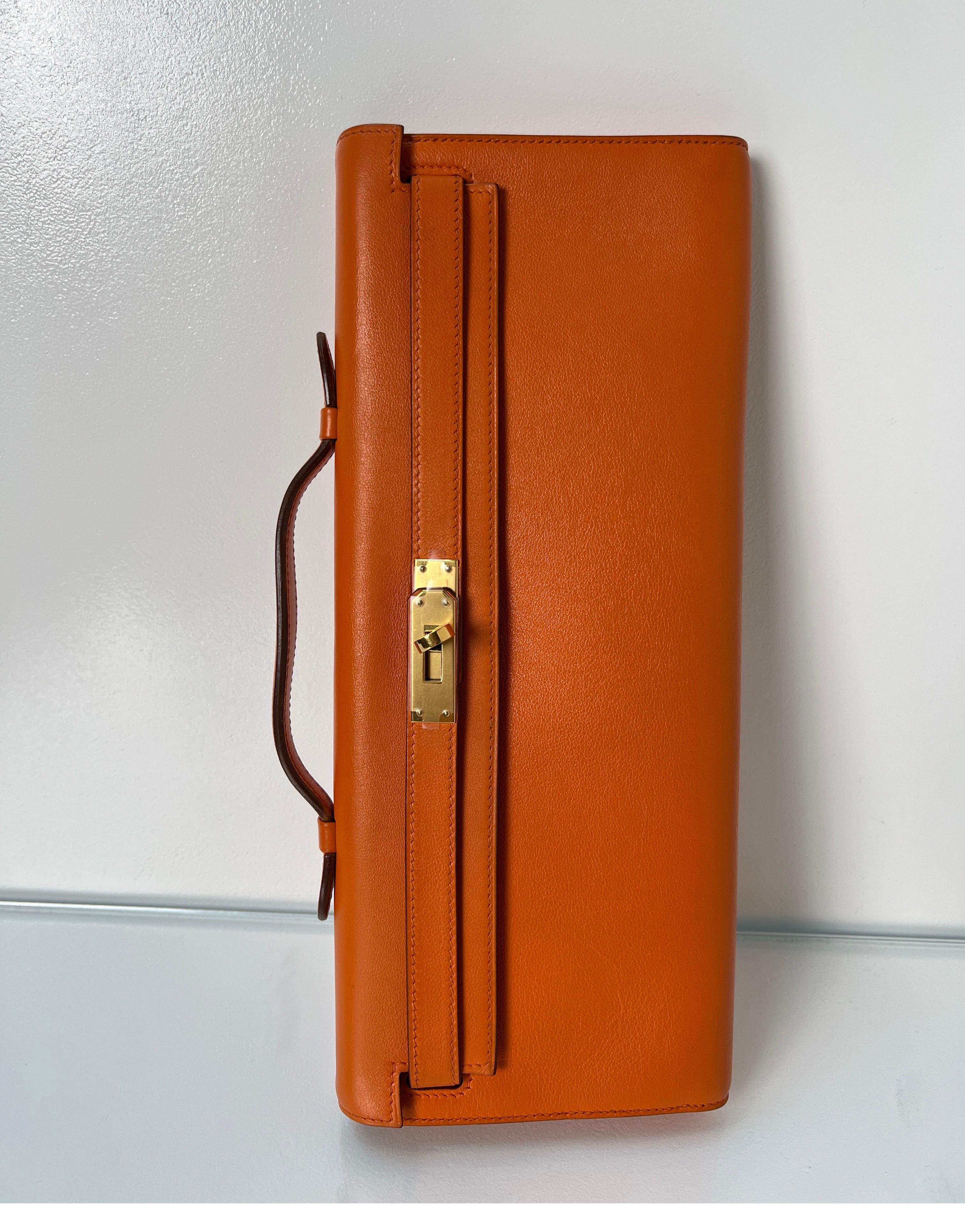 Hermes Orange Kelly Cut Clutch 3