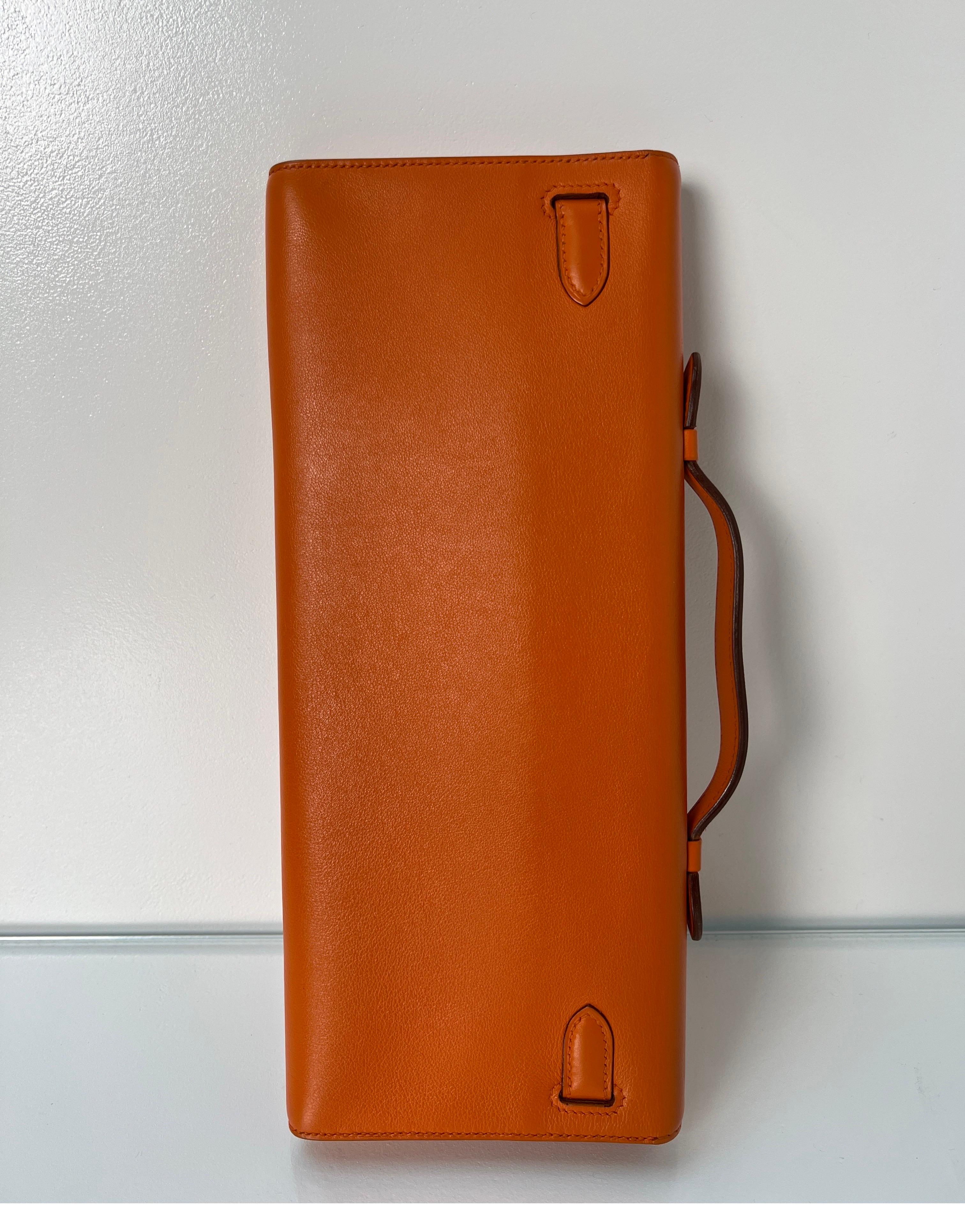 Hermes Orange Kelly Cut Clutch 4