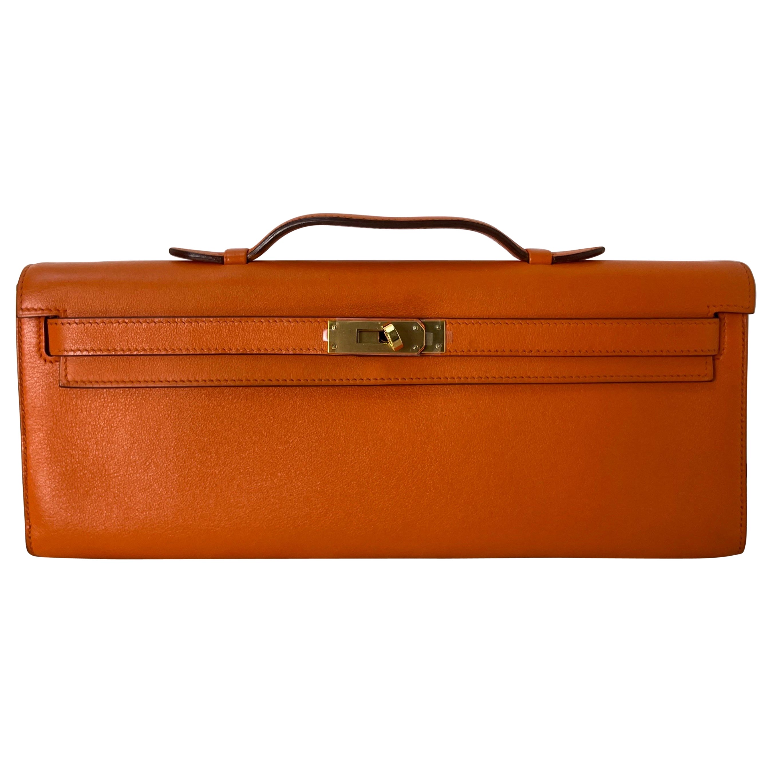 Hermes Orange Kelly Cut Clutch