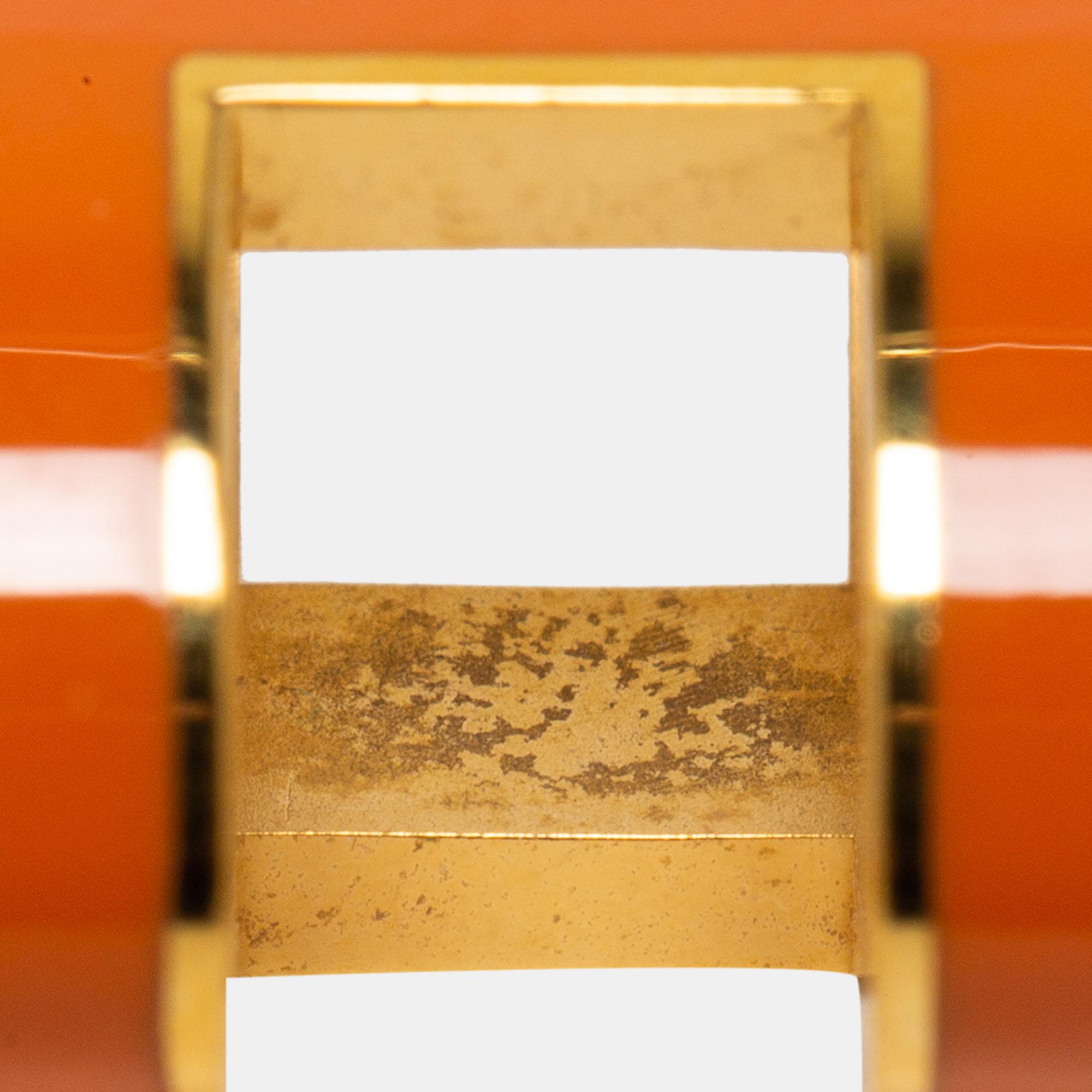 Women's Hermès Orange Lacquer Gold Plated Pop H Pendant
